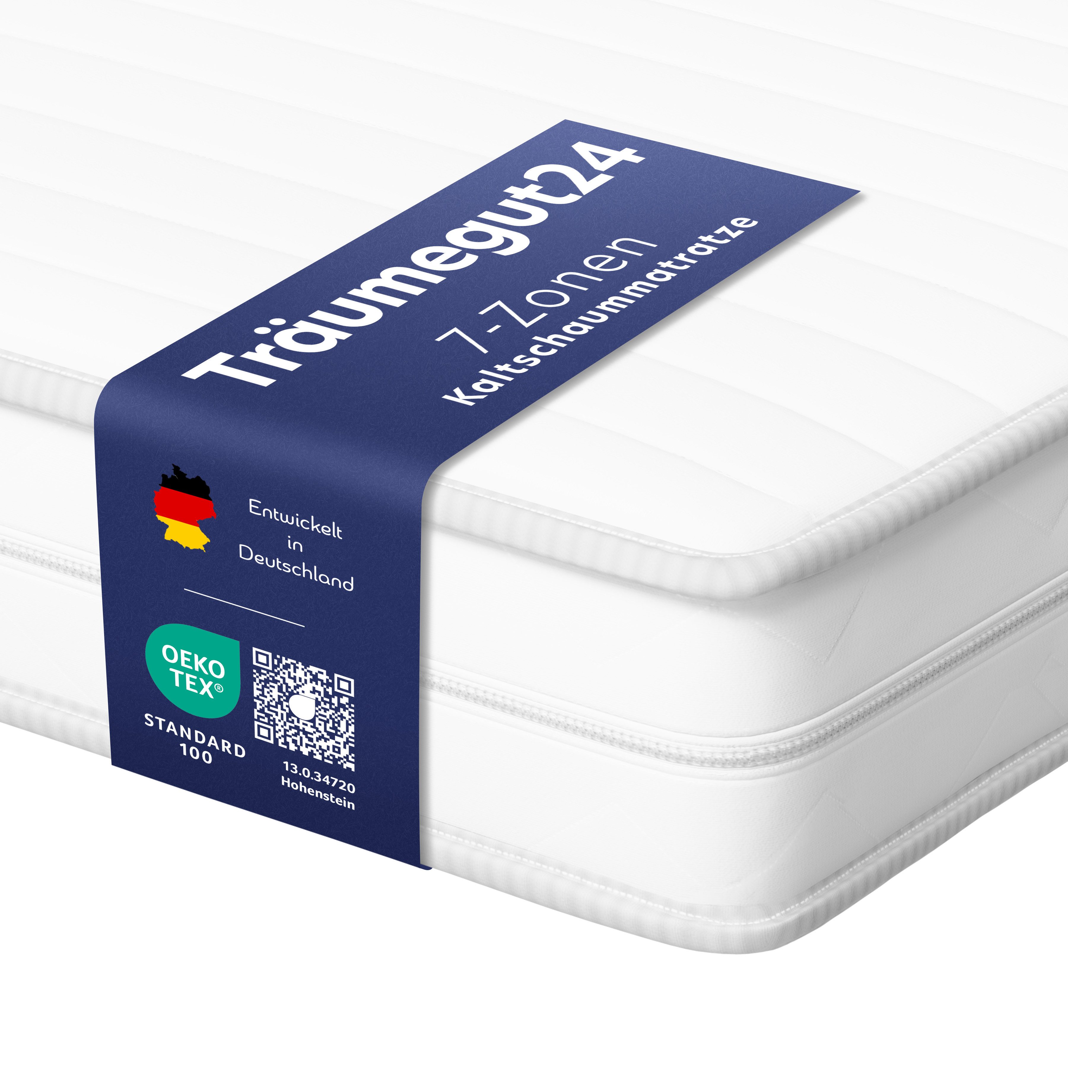 Kaltschaummatratze AquaFlex - 7-Zonen Wendematratze mit zwei Liegeseiten H3&H4, Träumegut24, verschiedene Größen, Höhen und Härtegrade