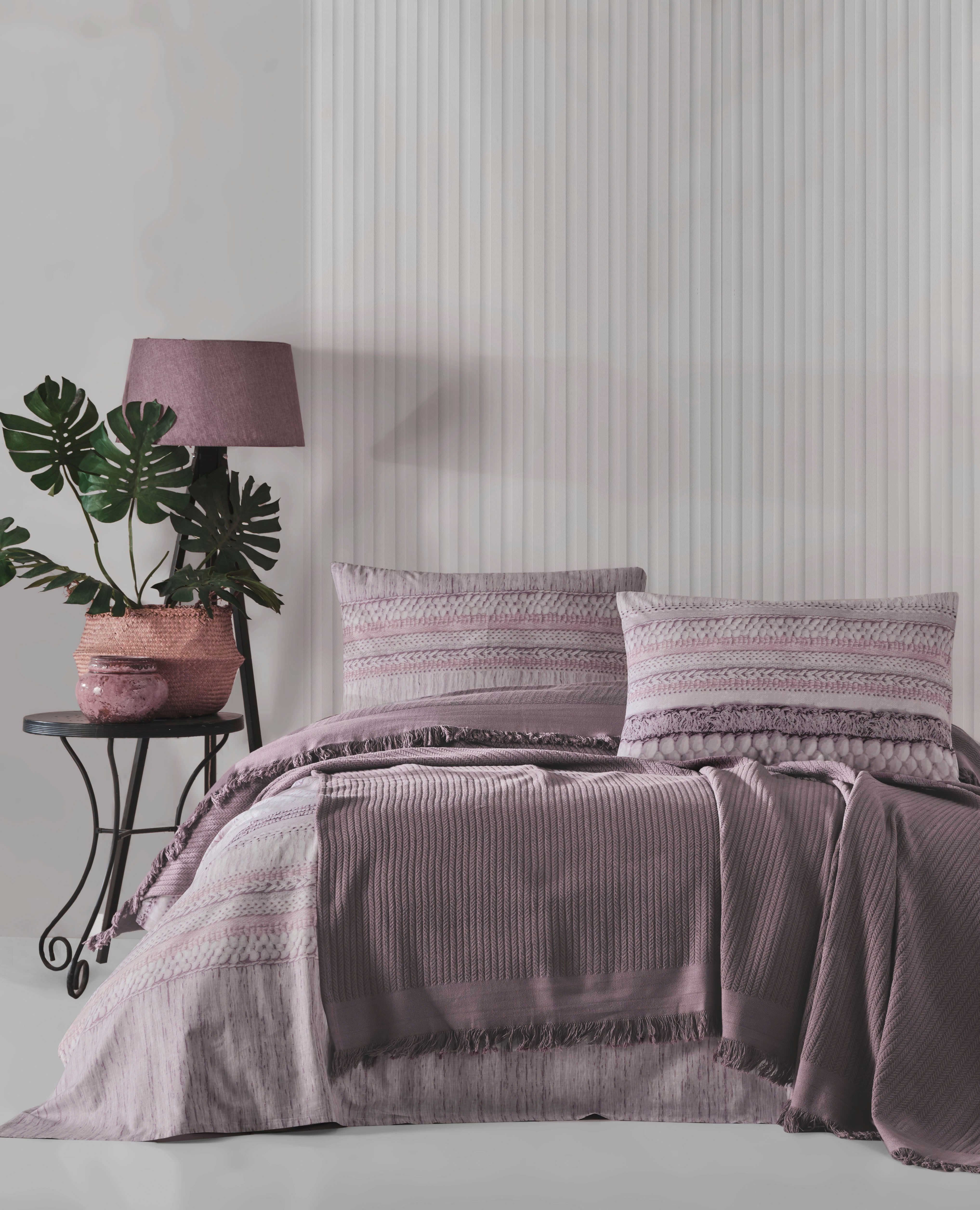 CLASS HOME COLLECTION Tagesdecke Geflochtene Baumwoll-Tagesdecke – Stilvolle Überwurfdecke 220x240cm, geflochten