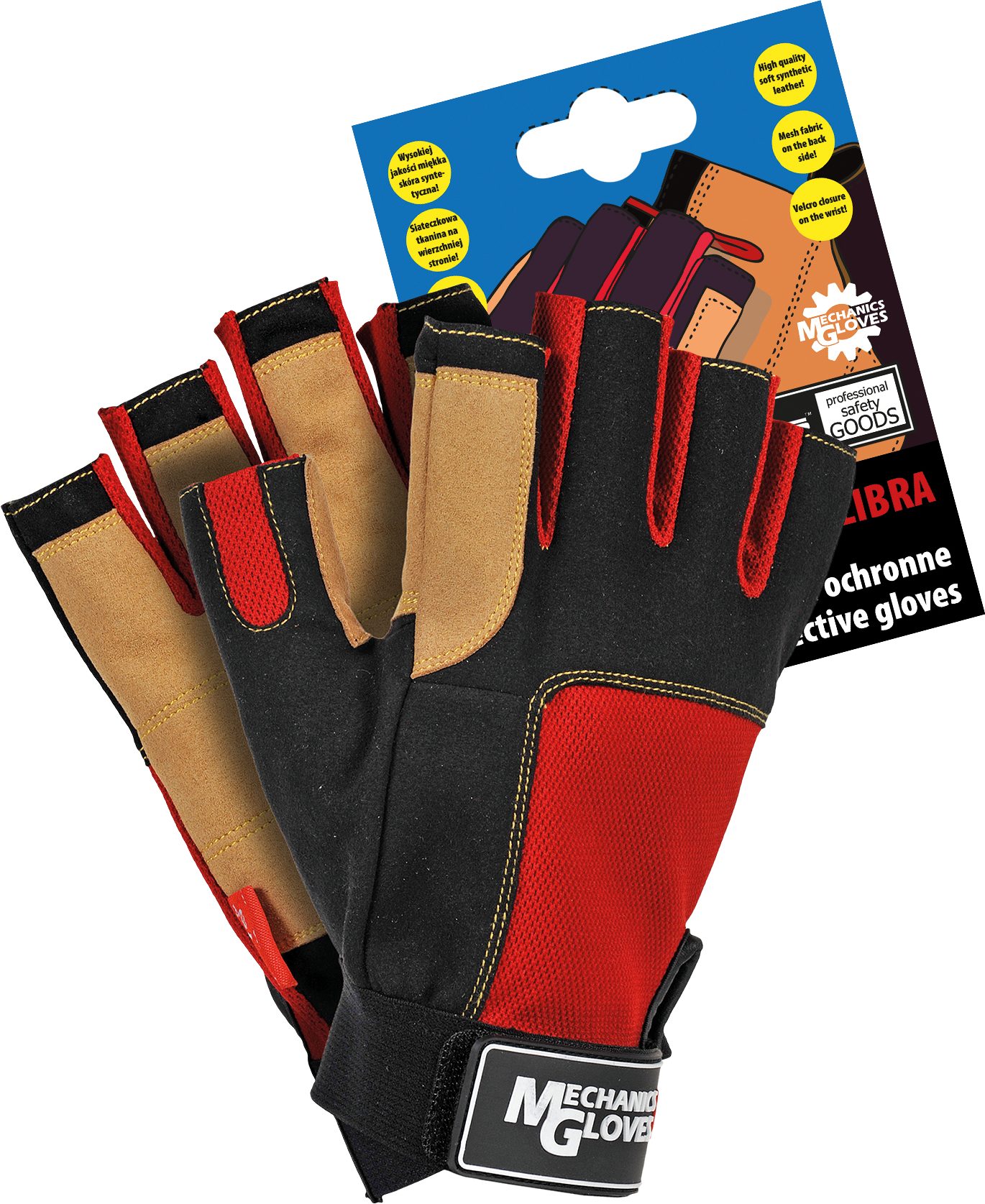 Reis Leder-Arbeitshandschuhe fingerlose Kunstleder-Schutzhandschuhe zur Arbeit zum Sport