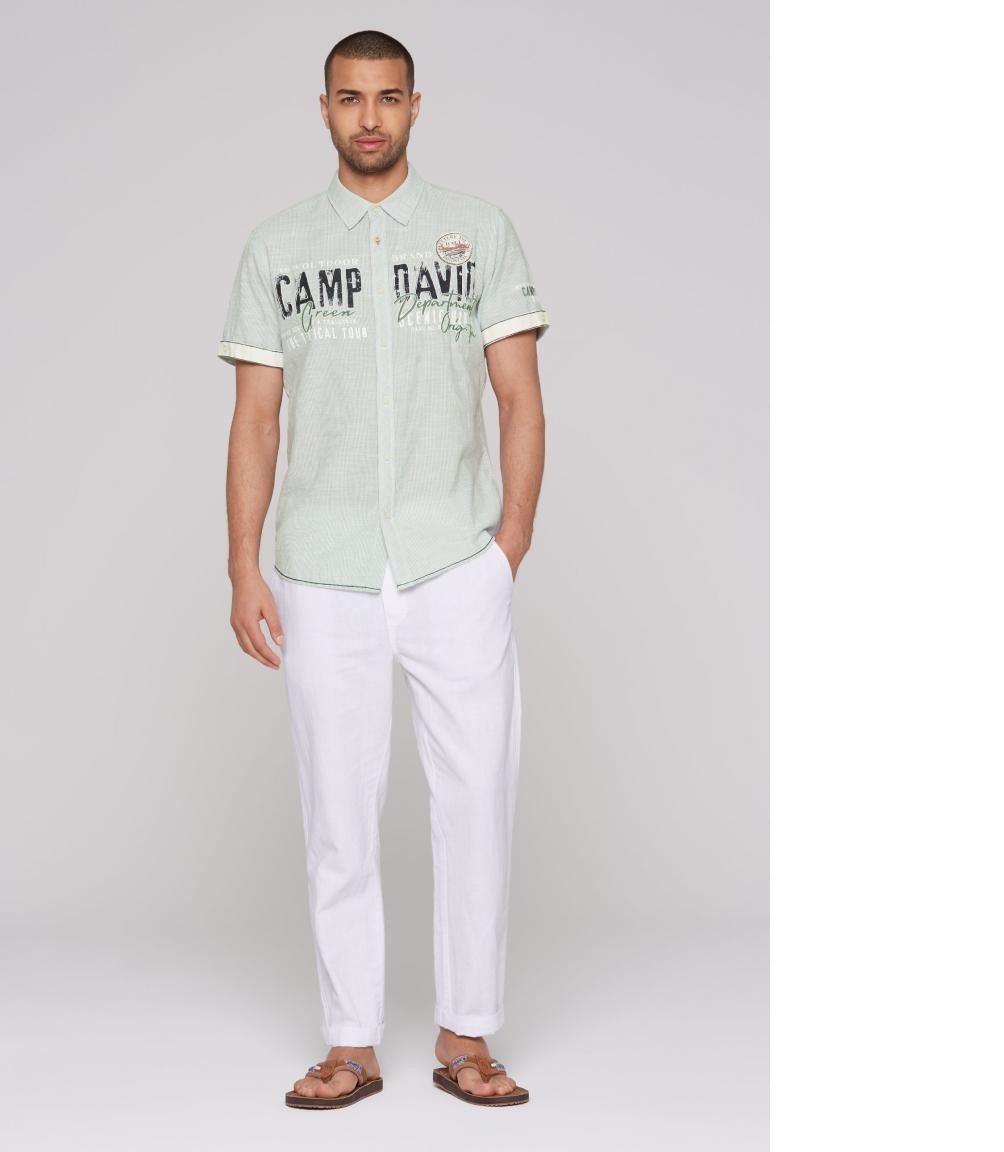 CAMP DAVID Kurzarmhemd Streifenhemd mit Logo Artworks deep green günstig online kaufen