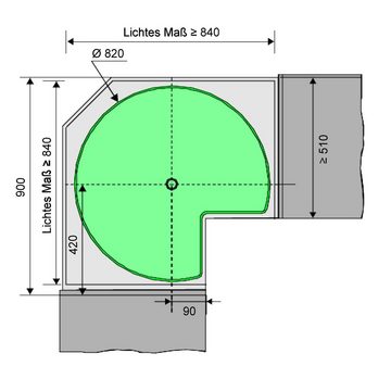 SO-TECH® Auszugsboden 3/4-Kreis Drehbeschlag für 90er Eckschrank