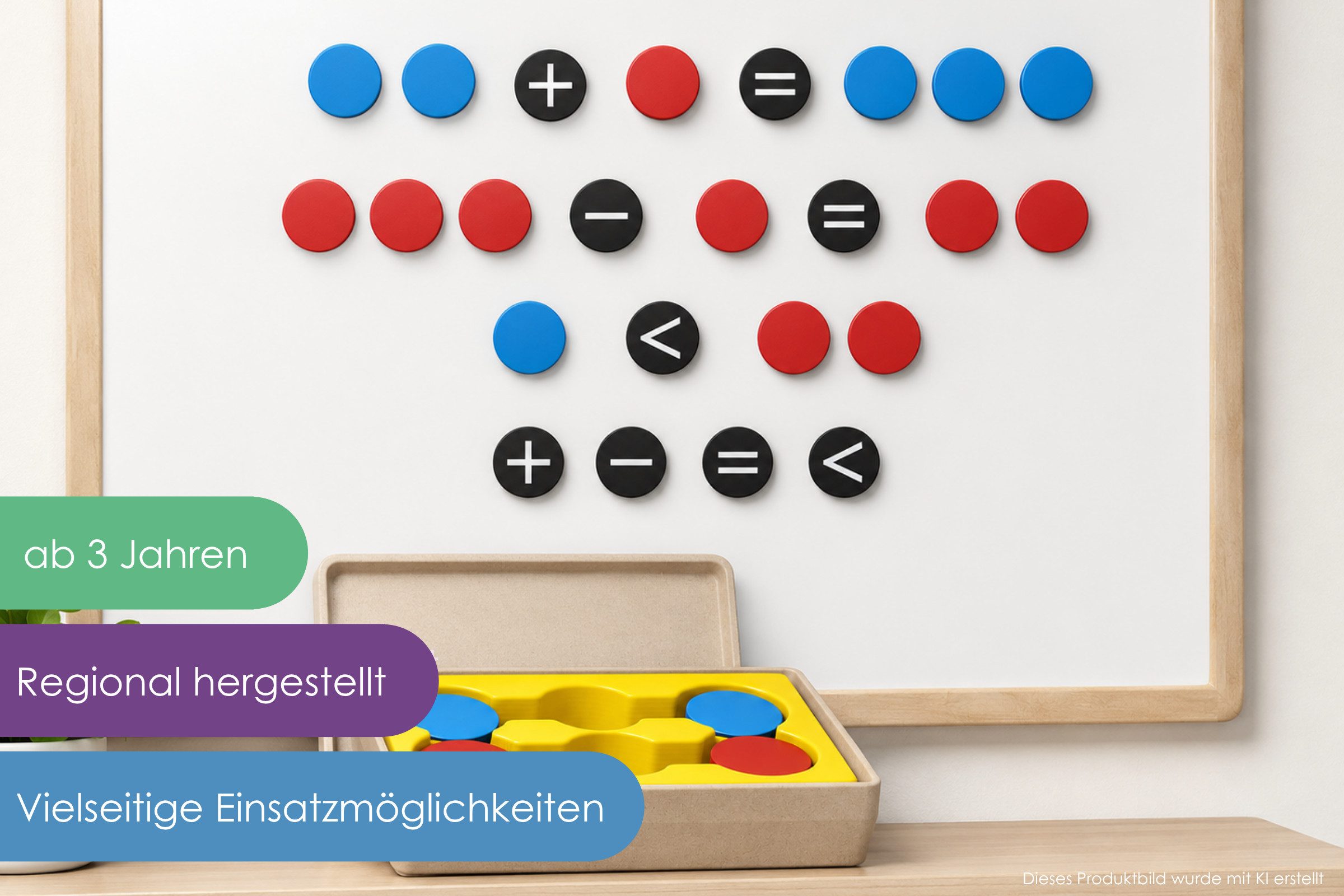 Wissner® aktiv lernen Lernspielzeug Wendeplättchensatz (Rot/Blau), magnetisch Zählchips Mathe lernen (125-St)