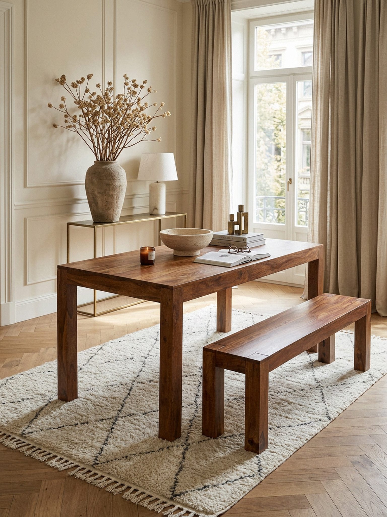 KADIMA DESIGN Esstisch Esszimmertisch MUMBAI 140x80x76 cm Massivholz Esstisch Küchentisch (Speisetisch Holz), Zeitlos, Küchentisch Rechteckig, Holztisch Esszimmer Schlicht, Großer