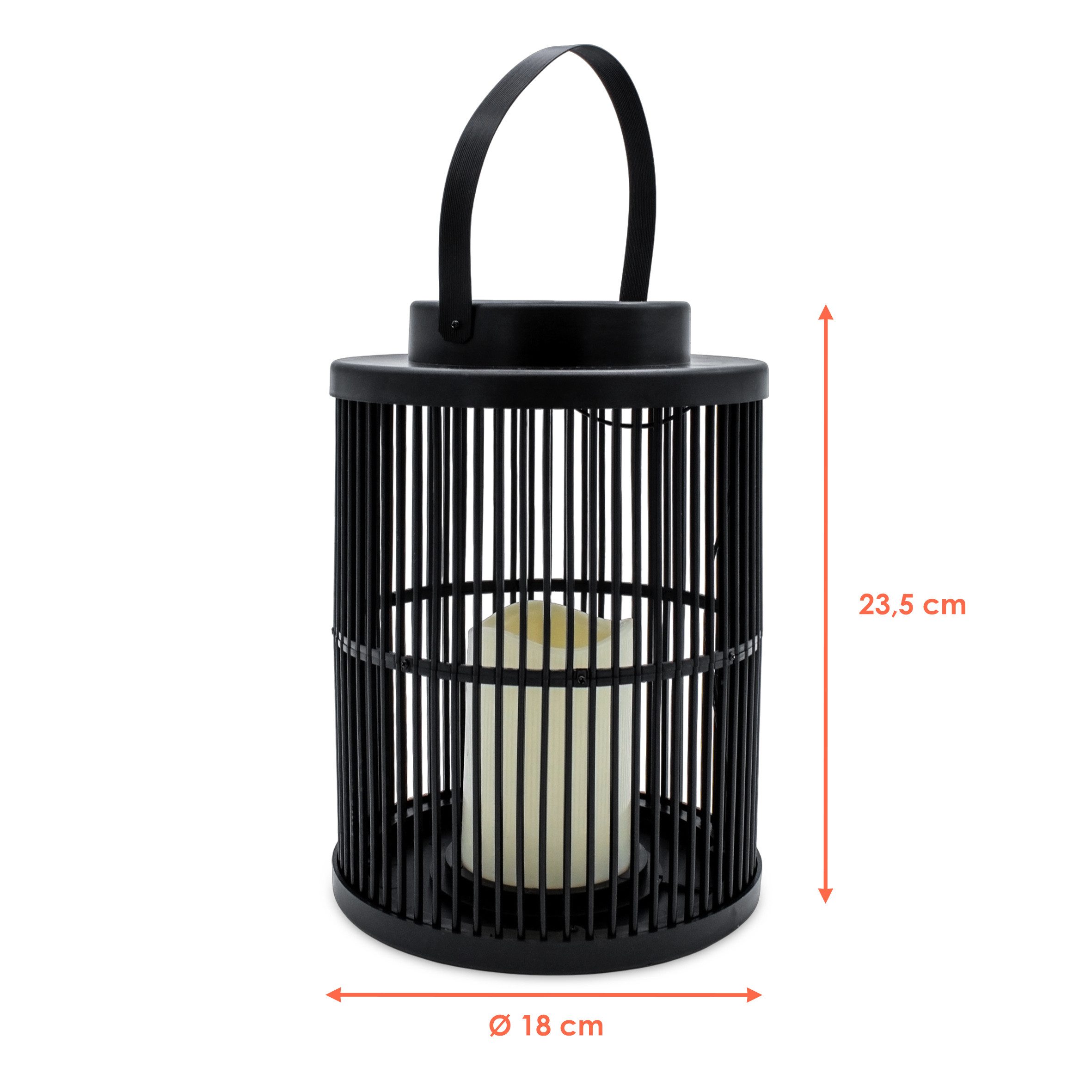 Spetebo LED Solarleuchte rund mit LED Kerze 23 x 18 cm, solarbetrieben, LED fest integriert, warm weiß, zum Aufhängen oder Hinstellen