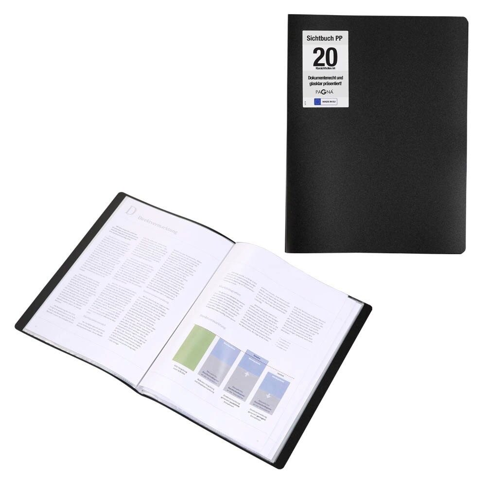 PAGNA Präsentationsordner PAGNA Office Sichtbuch DIN A4, 20 Hüllen schwarz