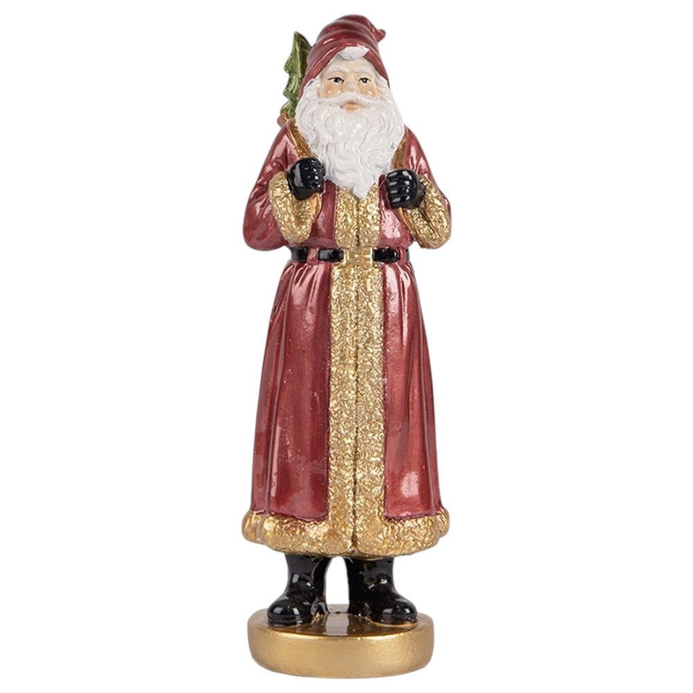 Clayre & Eef Sammelfigur Dekofigur Weihnachtsmann Rot-Gold vintage Weihnachten 15 cm (Einzelfigur, kein Set)