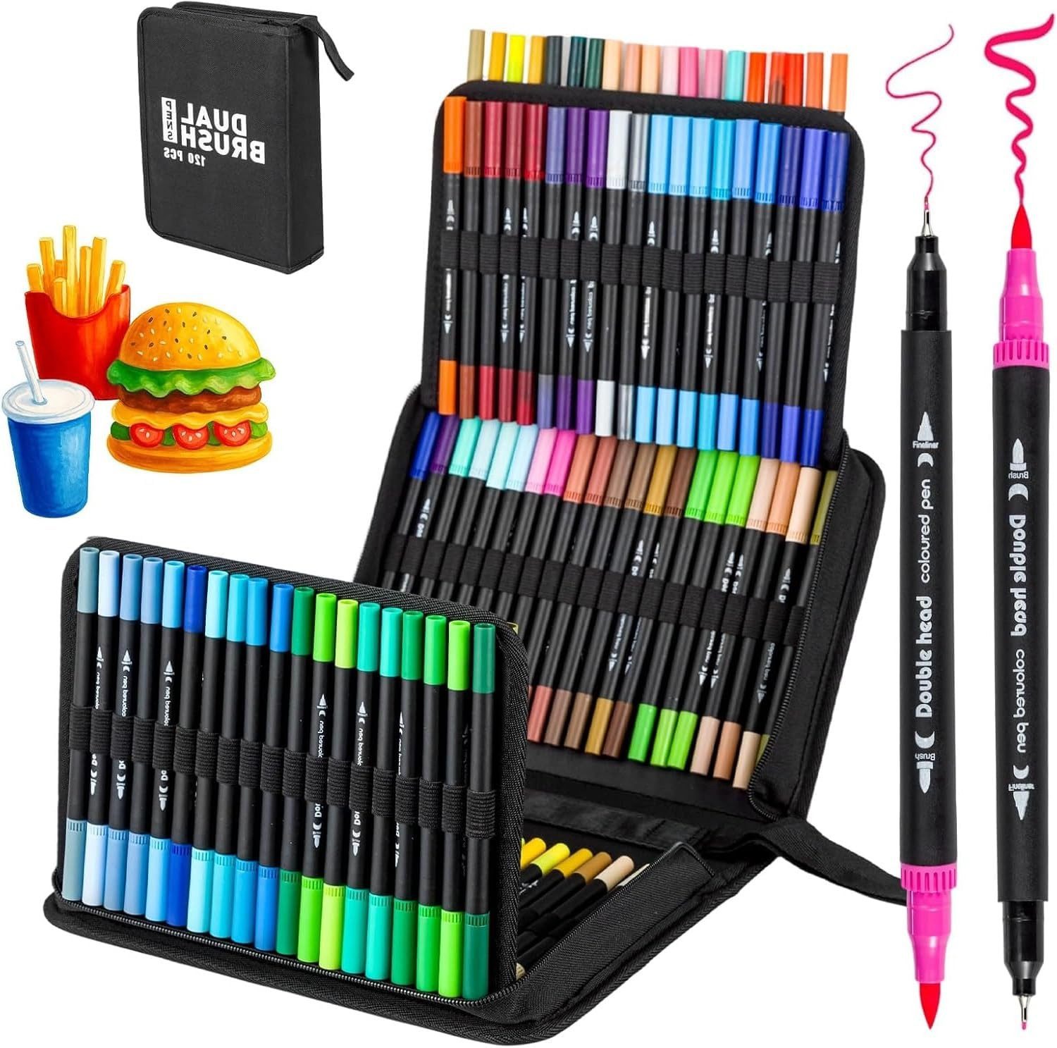 Youyijia Buntstift 120 Marker Set mit Pinselspitze für Künstler