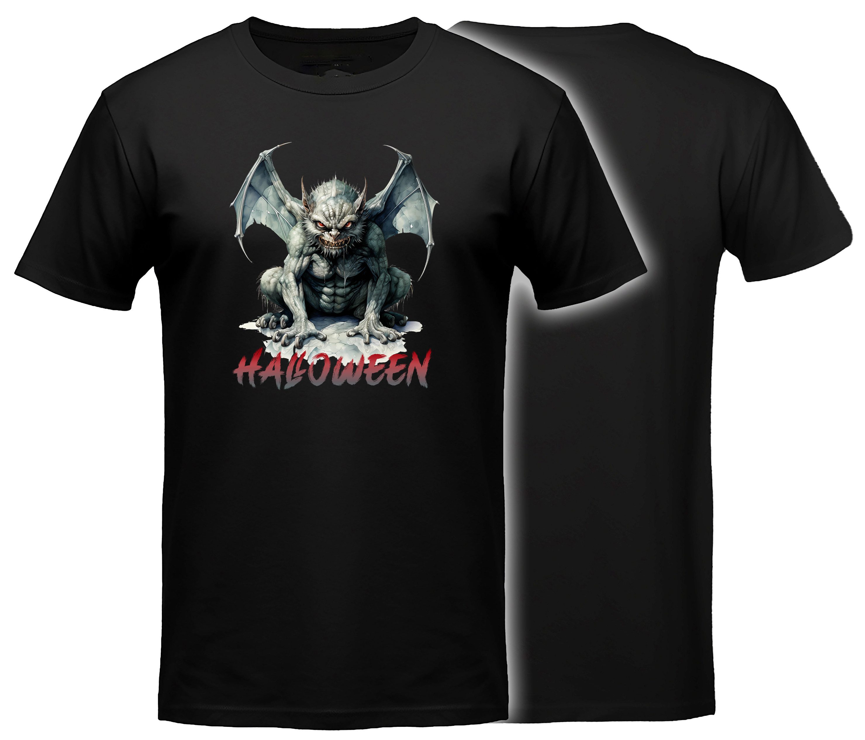 MyDesign24 T-Shirt Gothic kurzarm Shirt - düstere Kreatur Halloween T-Shirt schwarz Regular Fit Gr.XL i395