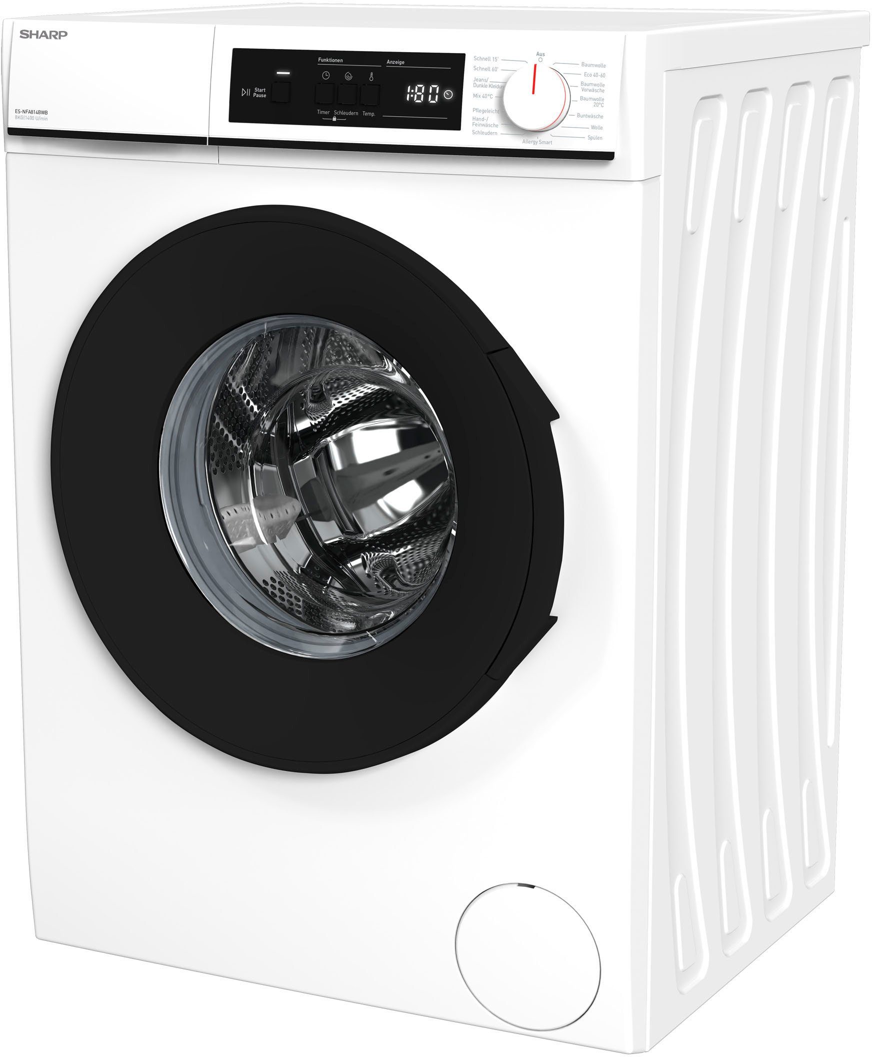 Sharp Waschmaschine ESNFA814BWBDE, 8 kg, 1400 U/min online kaufen OTTO