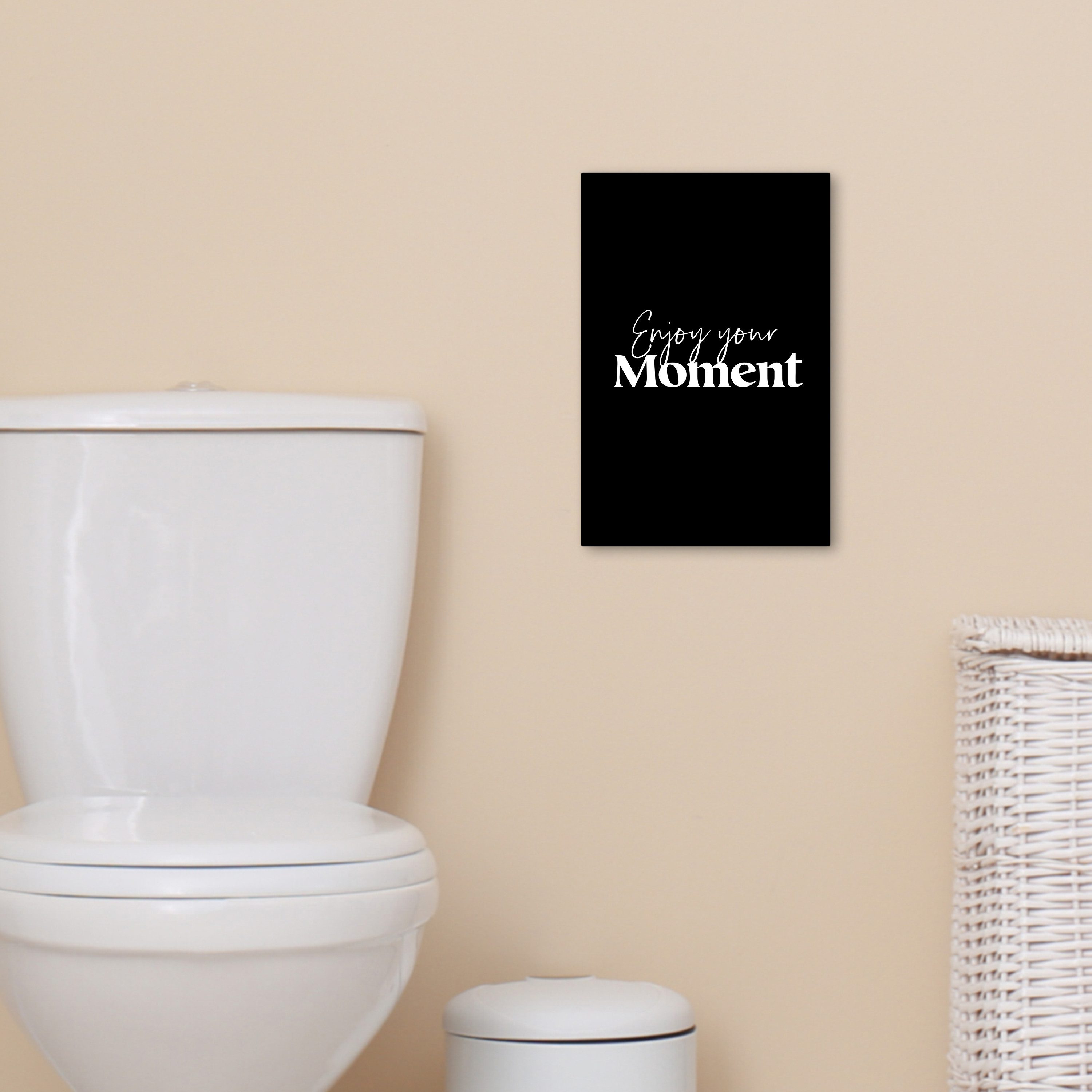 OneMillionCanvasses® Leinwandbild Zitat - Enjoy your moment - Sprüche - Schwarz, Fotodruck (1 St), Badezimmer Deko, Bilder WC, Toilette Wanddeko 20x30 cm – Bild 5 von 5