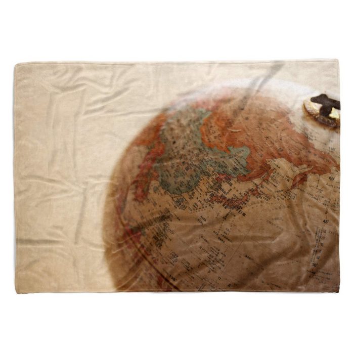 Sinus Art Handtücher Handtuch Strandhandtuch Saunatuch Kuscheldecke mit Fotomotiv Welt Globus Erde Baumwolle-Polyester-Mix (1-St) Handtuch