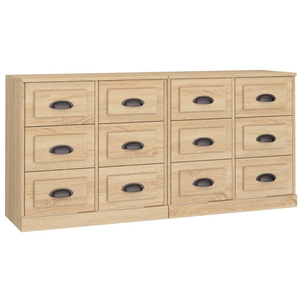 furnicato Sideboard Klassisches Sonoma-Eiche 70 x 35,5 x 67,5 cm (2 St), Stabile Kommode mit viel Stauraum und Wandhalterung für Wohnräume