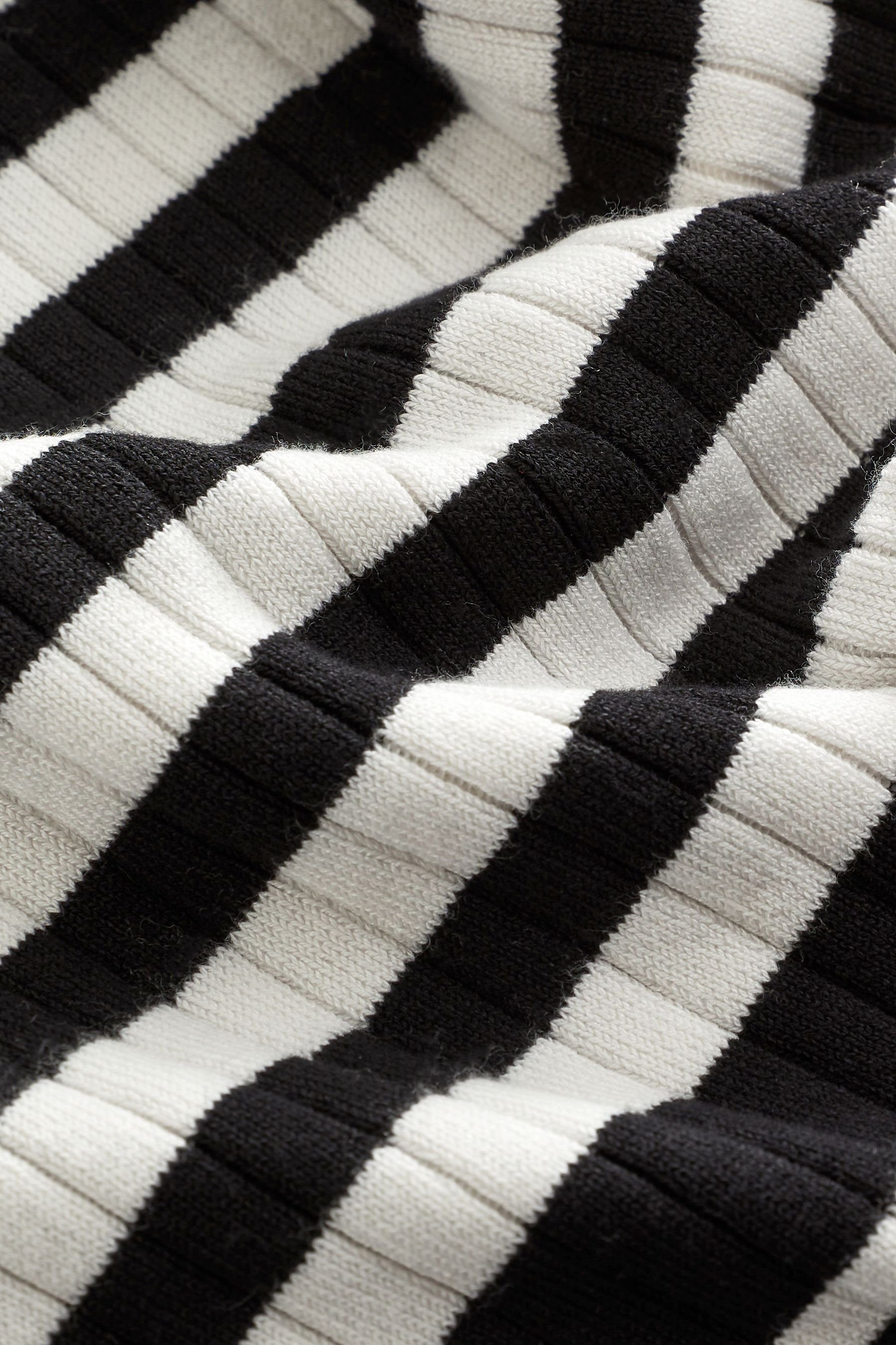 Next Rollkragenpullover Gerippter and (1-tlg) Black Stripe Rollkragenpullover White