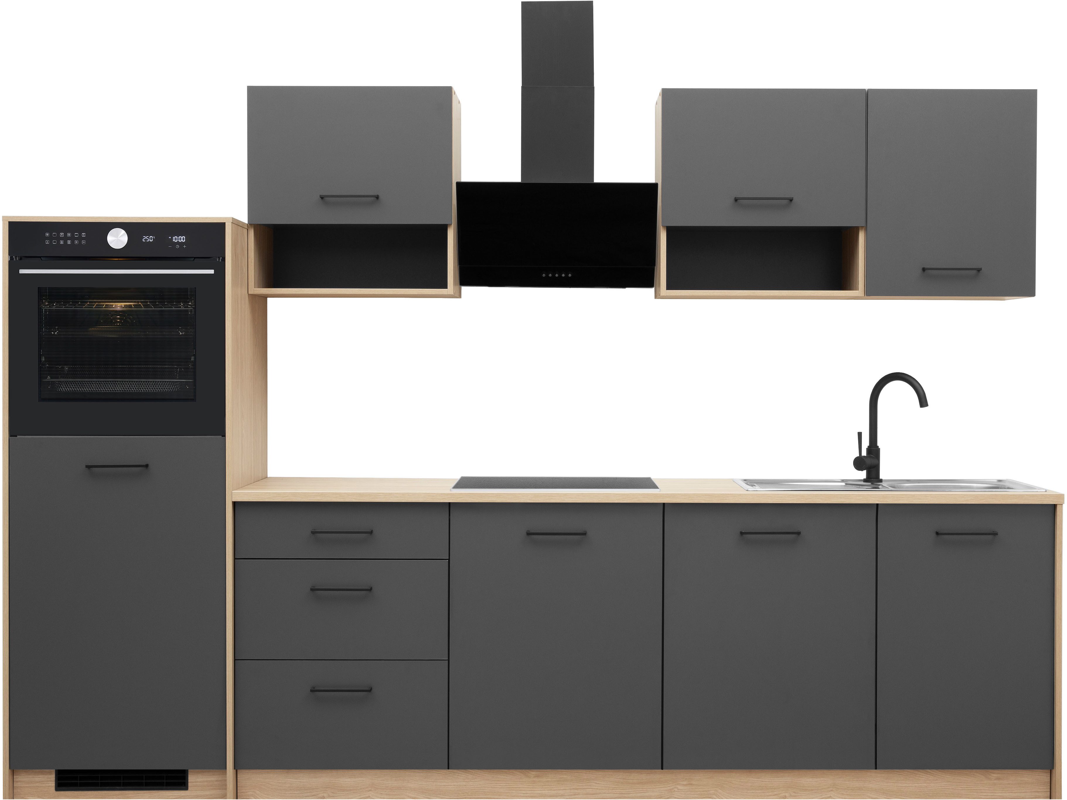 KOCHSTATION Küchenzeile KS-Kolari, Küchenblock Made in Germany, Breite 290 cm, wahlweise mit Hanseatic-E-Geräten