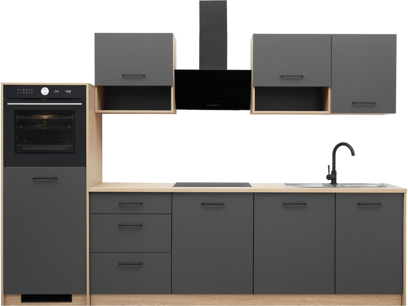 KOCHSTATION Küchenzeile KS-Kolari, Küchenblock Made in Germany, Breite 290 cm, wahlweise mit Hanseatic-E-Geräten