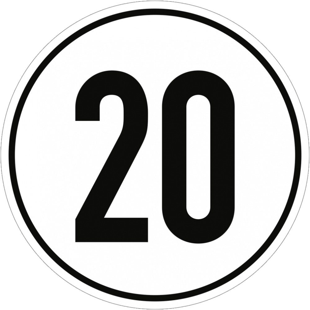 Dreifke Verkehrsschild Aufkleber Geschwindigkeitsschild, 20 km/h, Folie, Ø 200 mm