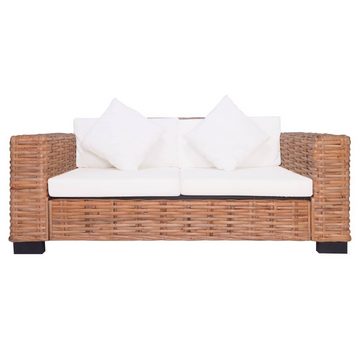 vidaXL Loungesofa 2-tlg. Gartensofas mit Polster Natürliches Rattan