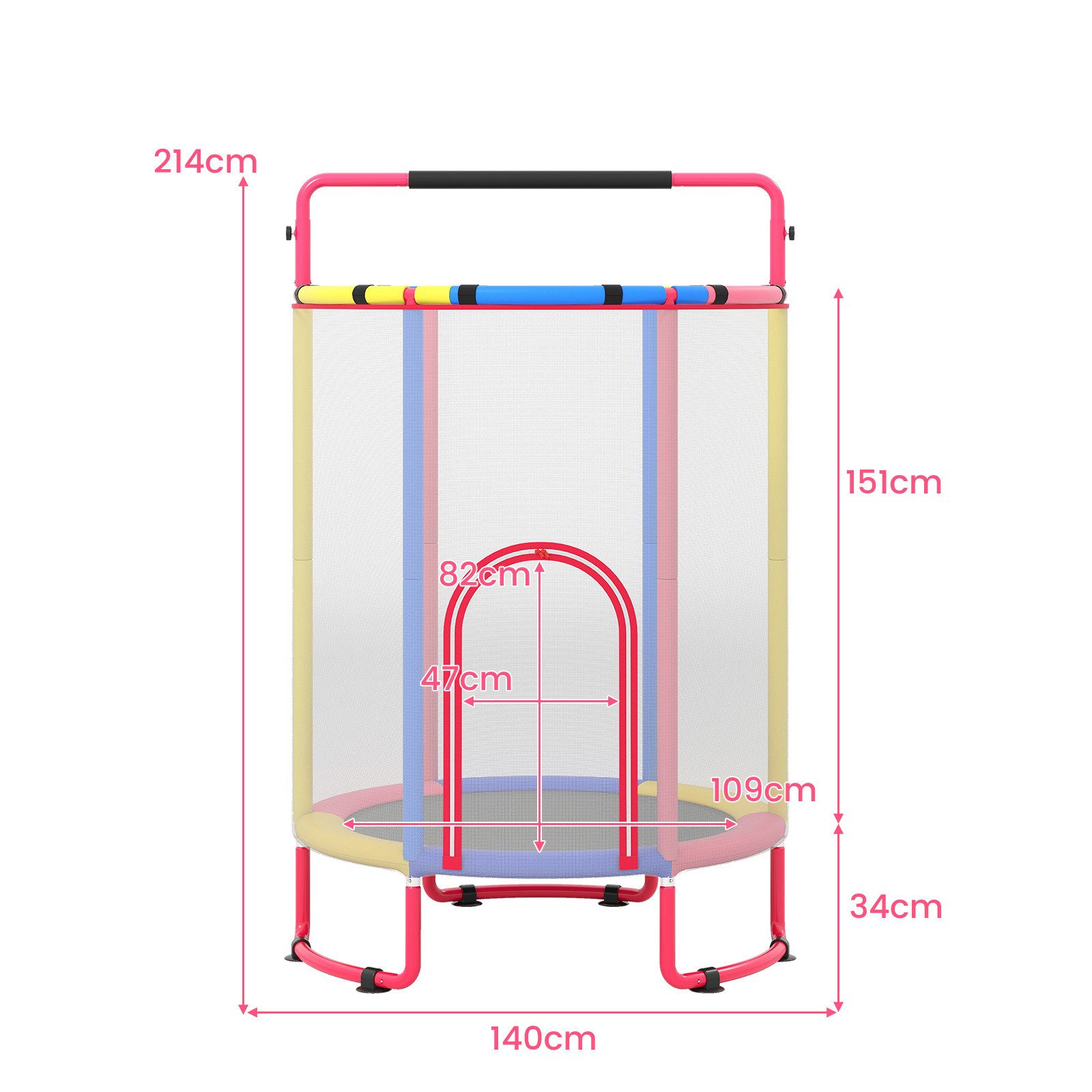COSTWAY Kindertrampolin, Ø 140 cm, (1 tlg), Trampolin, Gartentrampolin mit Basketball & Bällen