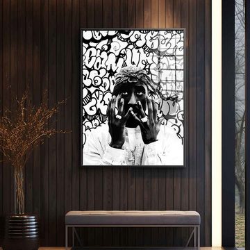 DOTCOMCANVAS® Acrylglasbild PRAY FOR HOPE XL - Acrylglas, Acrylglasbild Tupac Shakur 2pac schwarz weiß Portrait Wandbild Druck