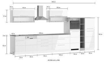 Kochstation Küche KS-Wien, Breite 350 cm, wahlweise mit E-Geräten