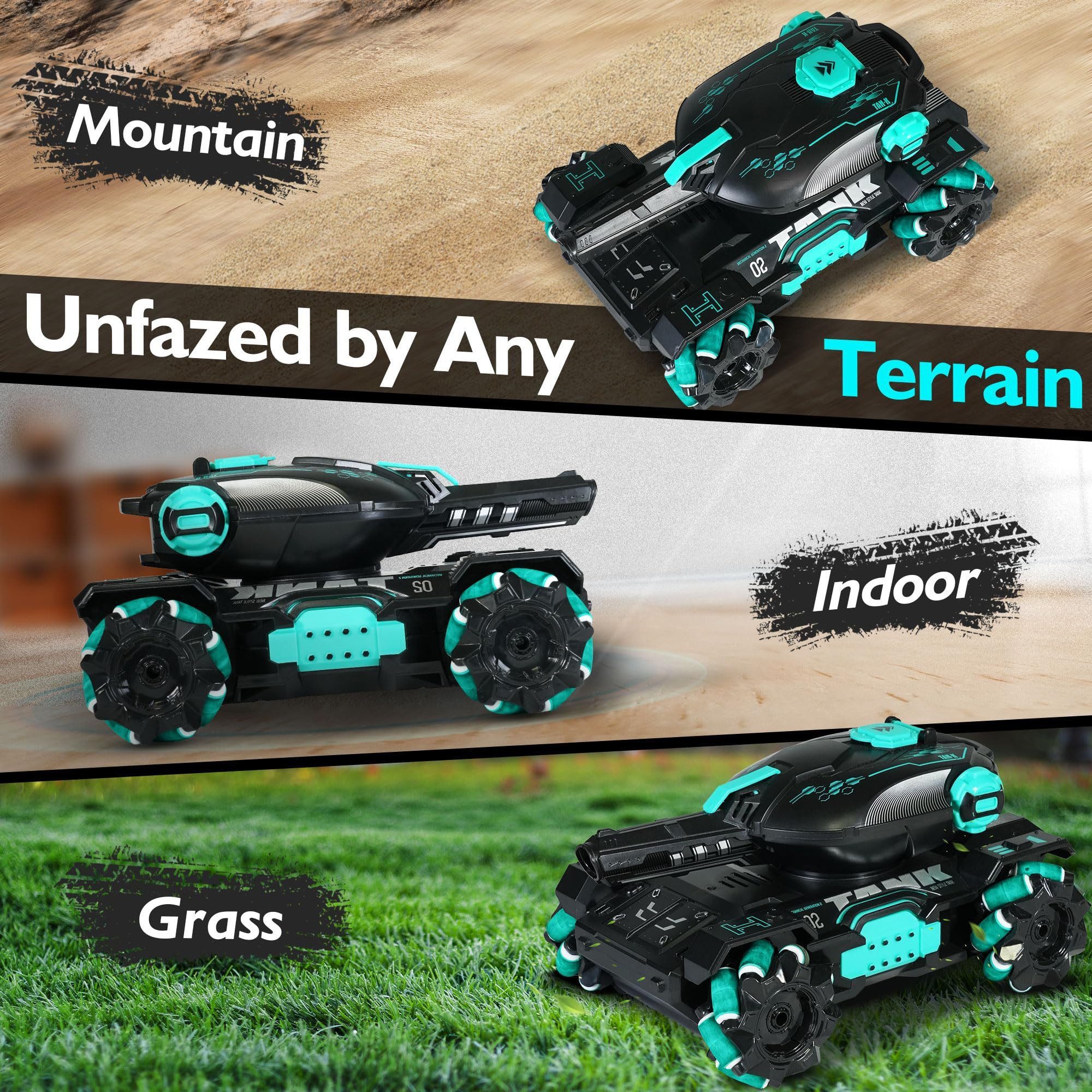 FOSMET RC Buggy RC Car, RC Toy Car for Kids with Water Bombs & Fog, Gift (Race Car Set with Remote Control and Accessories, Includes Accessories for Exciting Races and Precise Shooting Actions), 2-in-1 RC Buggy, 3 Driving Modes, 2.4GHz Glove Control, 4WD, 30° Ramp