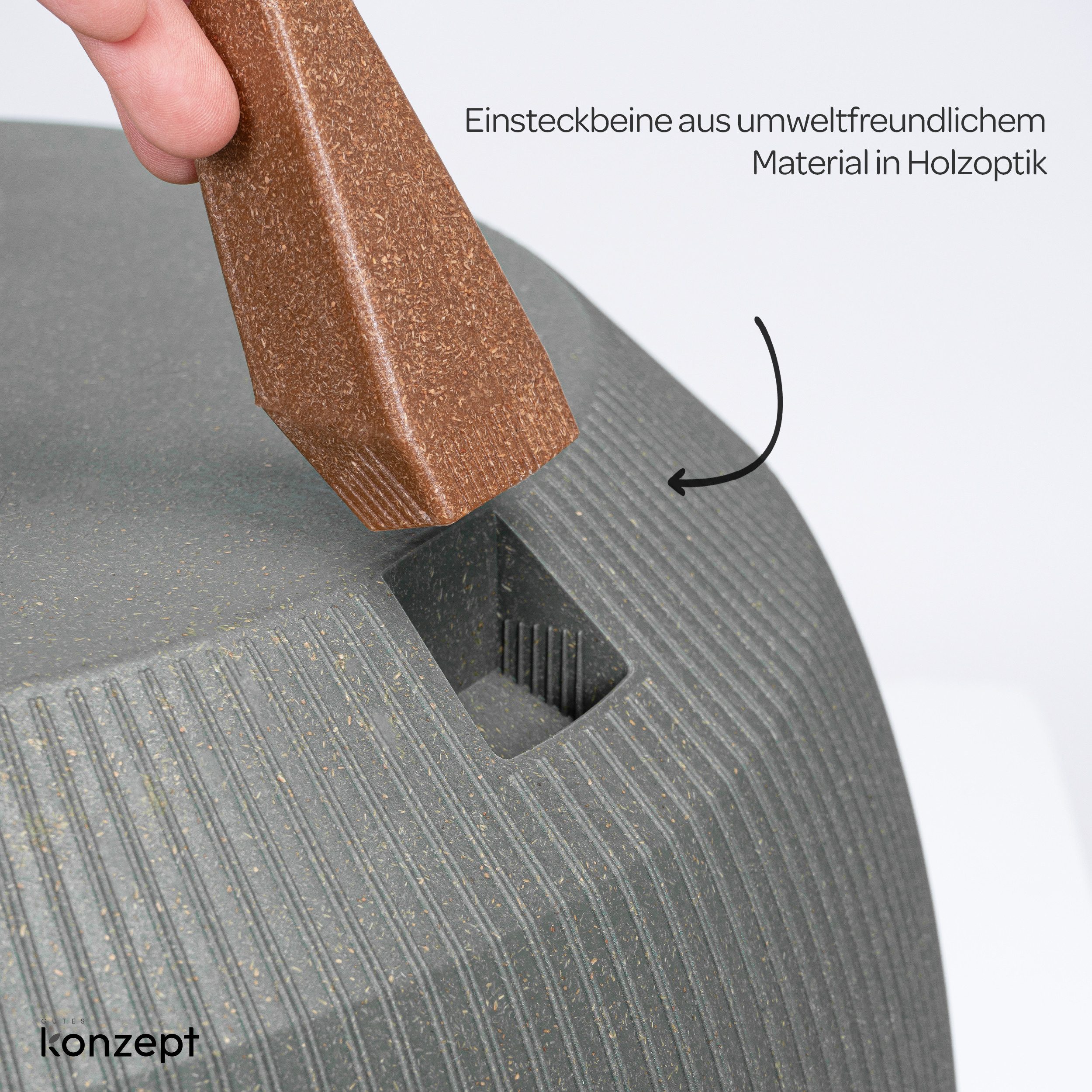 KONZEPT Blumentopf mit Füßen – großer Blumenkübel aus Kunststoff, runde Pflanzschale, 40 oder 47cm, modern & wetterfest, für Innen und Außen – Bild 5 von 5