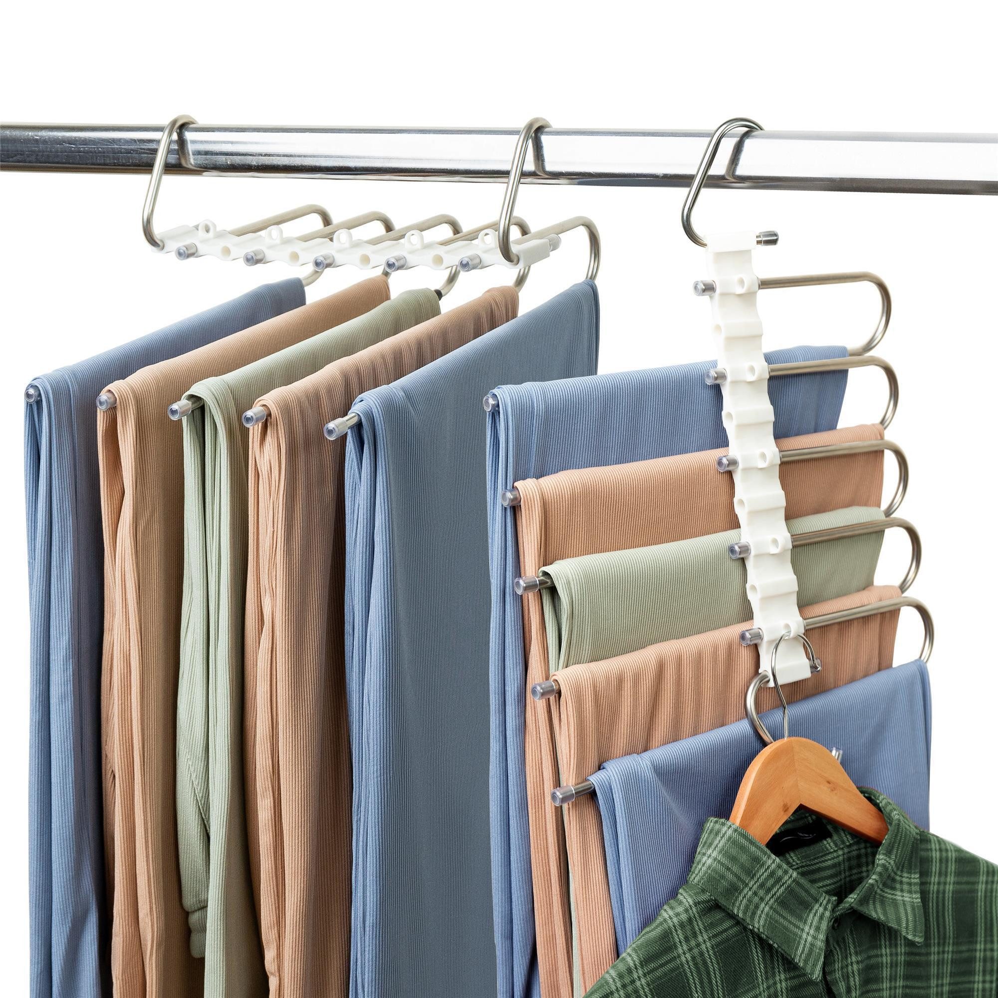 Björn&Schiller Hosenhalter Hosenbügel platzsparend Hosen Organizer für Kleiderschrank (5 St., Haltern. Rostfreiem Edelstahlhaken, faltbarer Kleiderbügel), 2 Stück