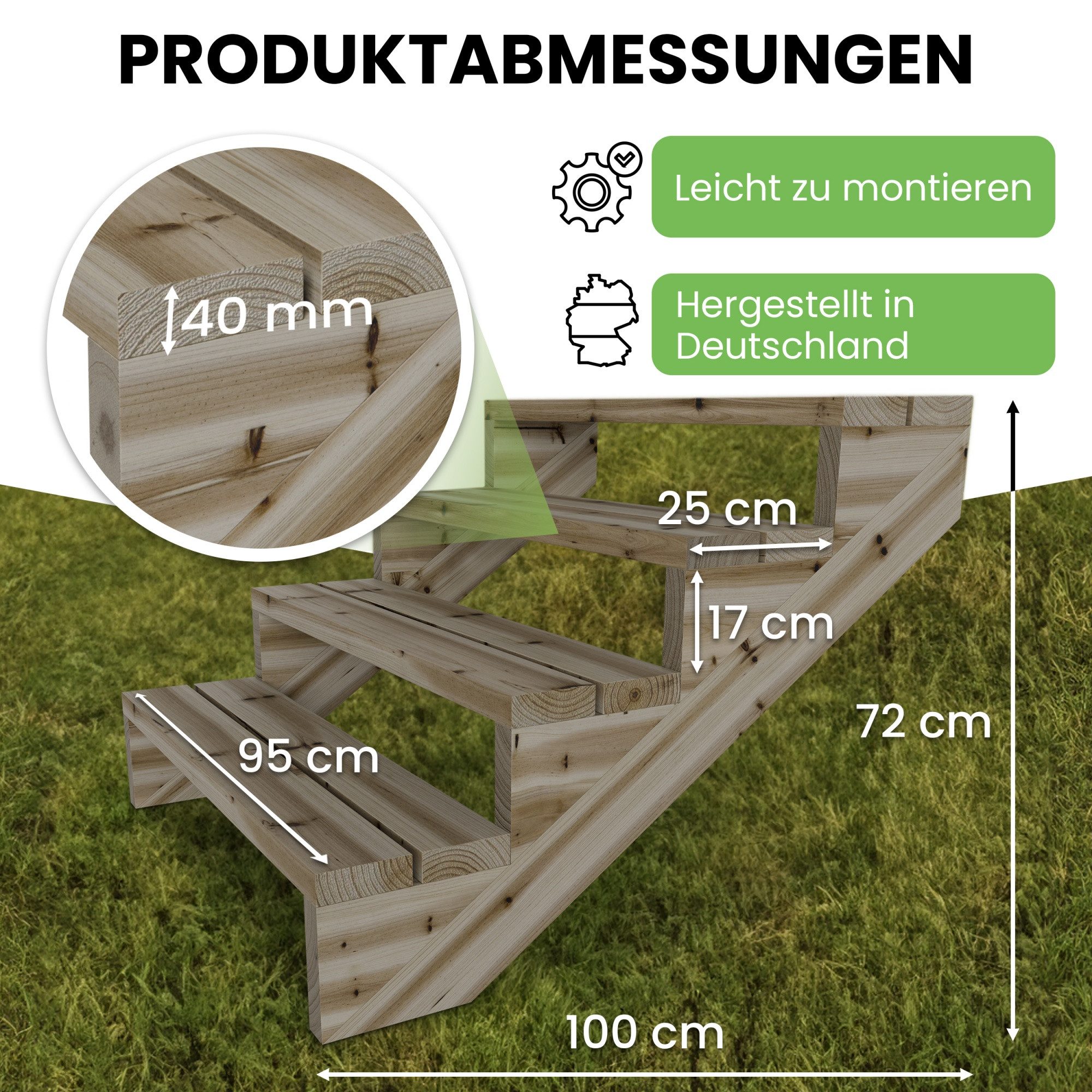 Gartenwelt Riegelsberger Außentreppe Terrassentreppe Kiefer kesseldruckimprägniert Treppe mit Stufen Wangen