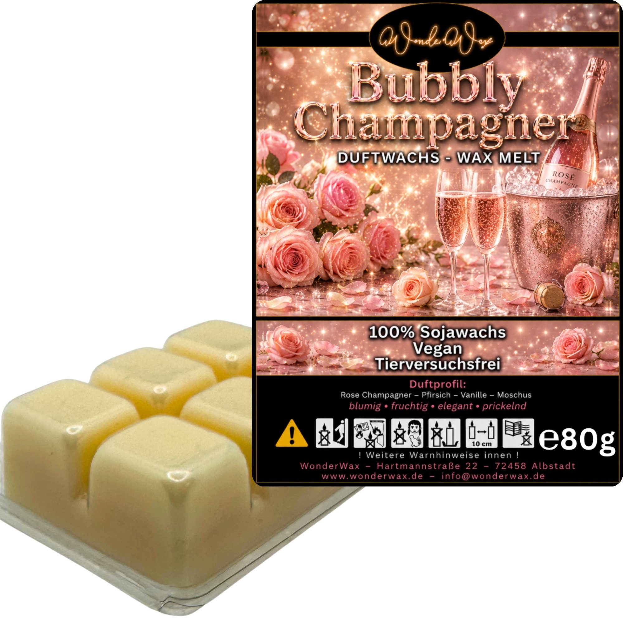 WonderWax Duftwachs WonderWax® Duftwachs 6 Würfel, (Bubbly Champagne), Duftrichtung: Bubbly Champagne