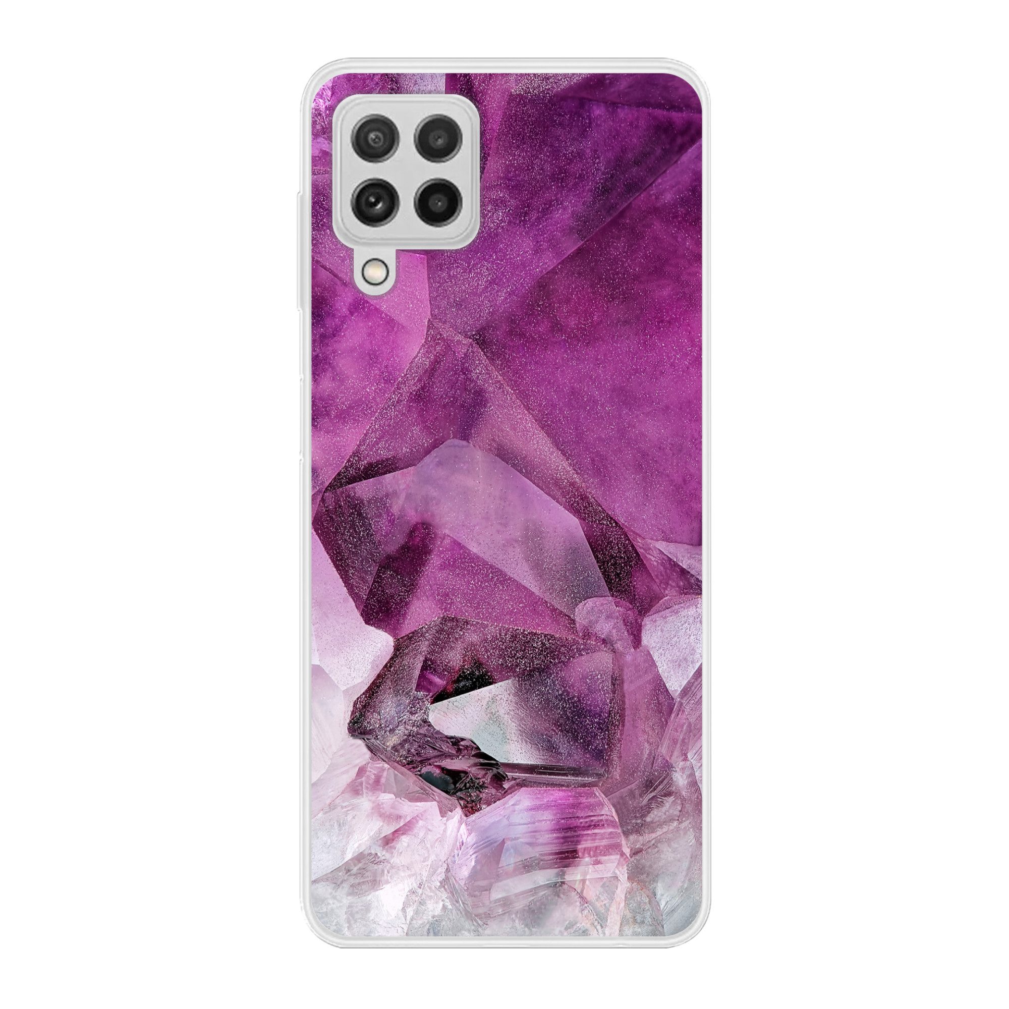 MuchoWow Handyhülle für Samsung Galaxy A22 4G Naturstein - Lila - Luxus, Smartphone-Bumper, Print, Handy Schutzhülle Dünn