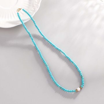 KIKI Charm-Kette Böhmische türkisfarbene Halskette für Damen Schlüsselbeinkette