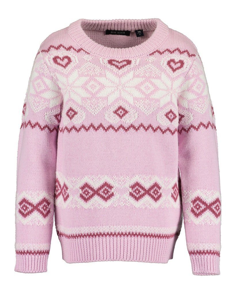 Blue Seven Strickpullover Blue Pullover Mädchen rosa Strickpullover (1-tlg) Seven Jaquardmuster