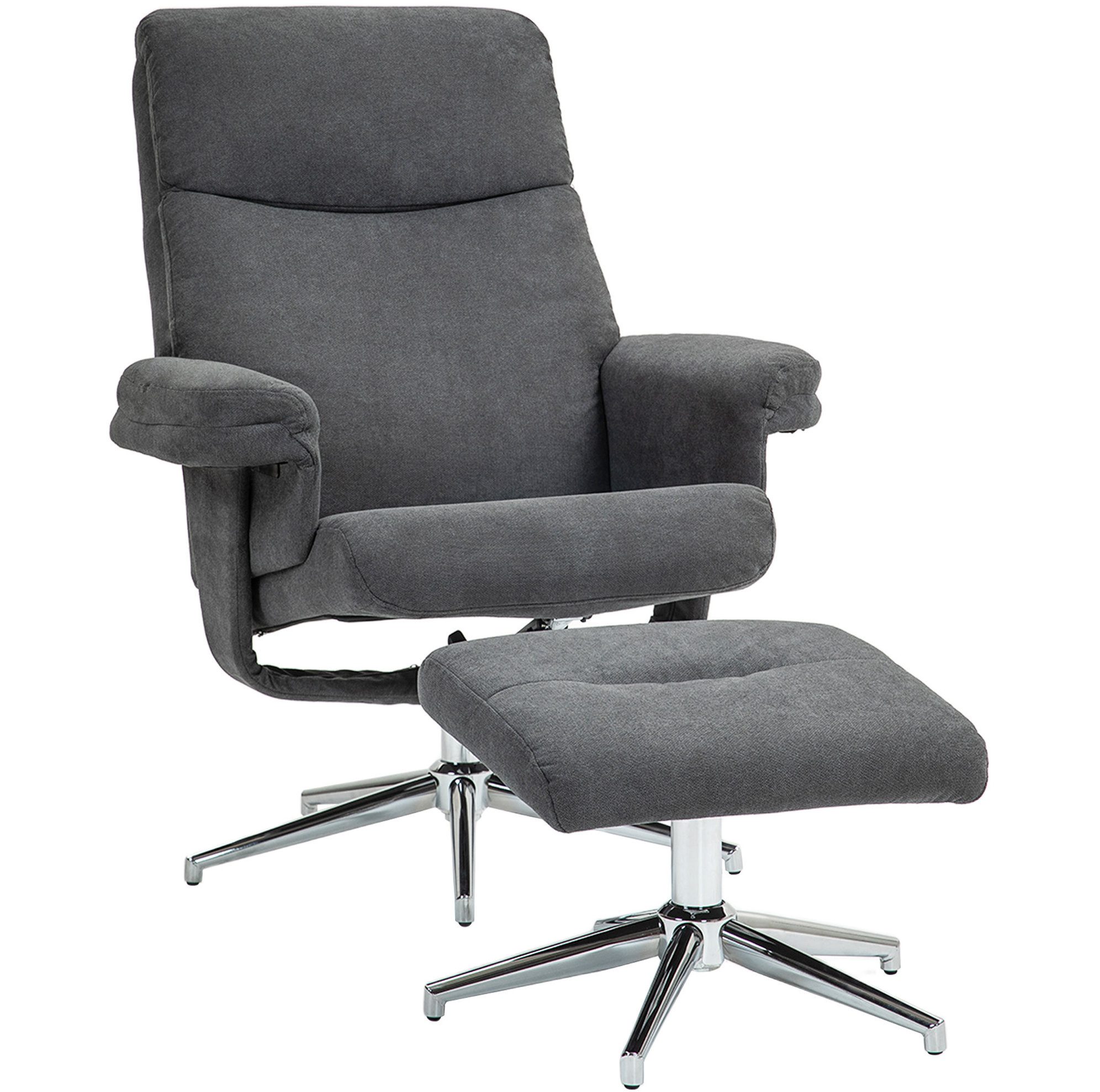 MODFU Relaxsessel Sessel mit Hocker Fernsehsessel gepolstert (2-St., mit Liegefunktion, Liegesessel Samtoptik bis 150 kg), Dunkelgrau für Wohnzimmer Schlafzimmer Komfortsessel