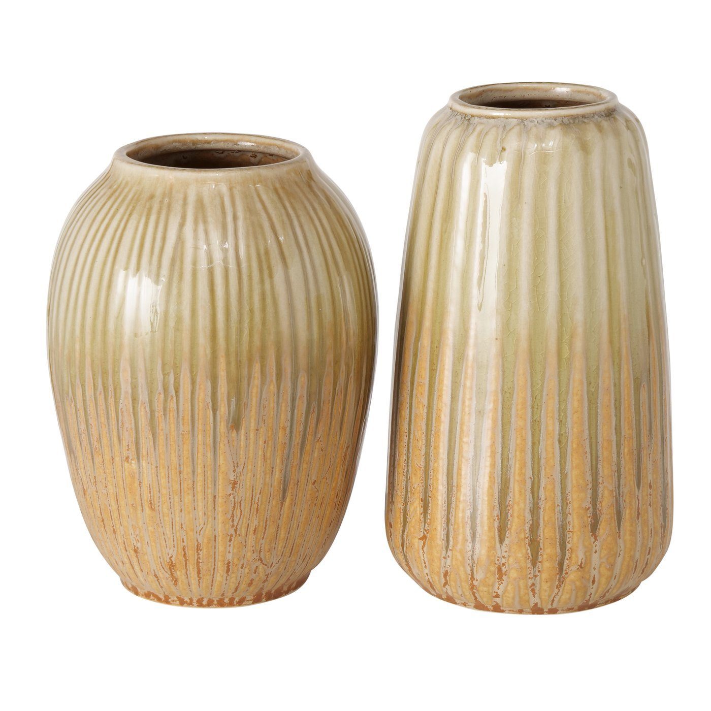 BOLTZE Dekovase (Steingut) in aus Set Blumenvase "Marucha " beige, Vase Keramik 2er
