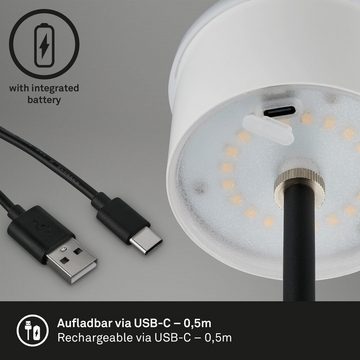 Briloner Leuchten Außen-Tischleuchte 7438015, LED fest verbaut, Warmweiß, mit Akku, höhenverstellbar, USB-C, warmweiß, IP44, grün, 38 cm