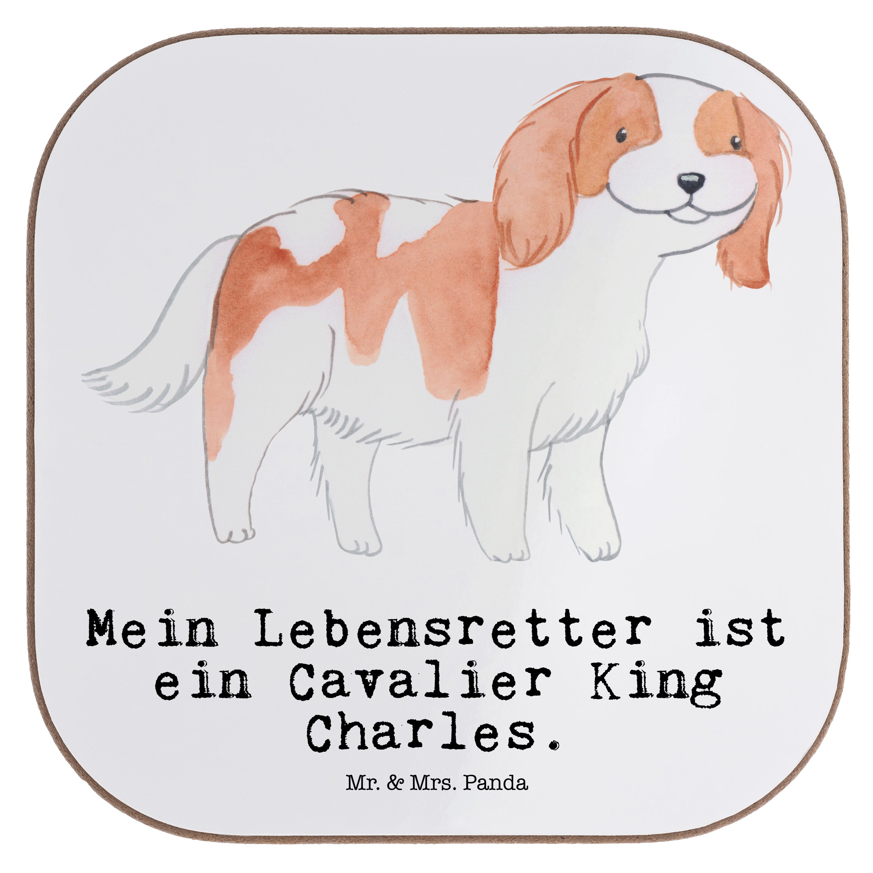 Spaniel Charles King Mr. Weiß Bierdec, Getränkeuntersetzer Panda Geschenk, & 1-tlg. Lebensretter Mrs. - - Cavalier