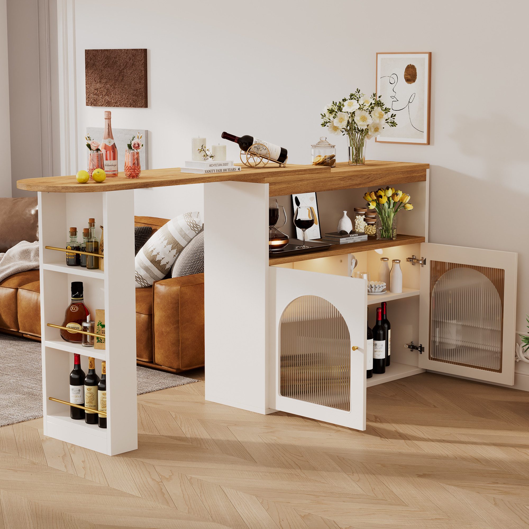 i@home Bartisch Ausziehbarer Esstisch mit Stauraum (138-193X39X105CM, Bis 5 günstig online kaufen