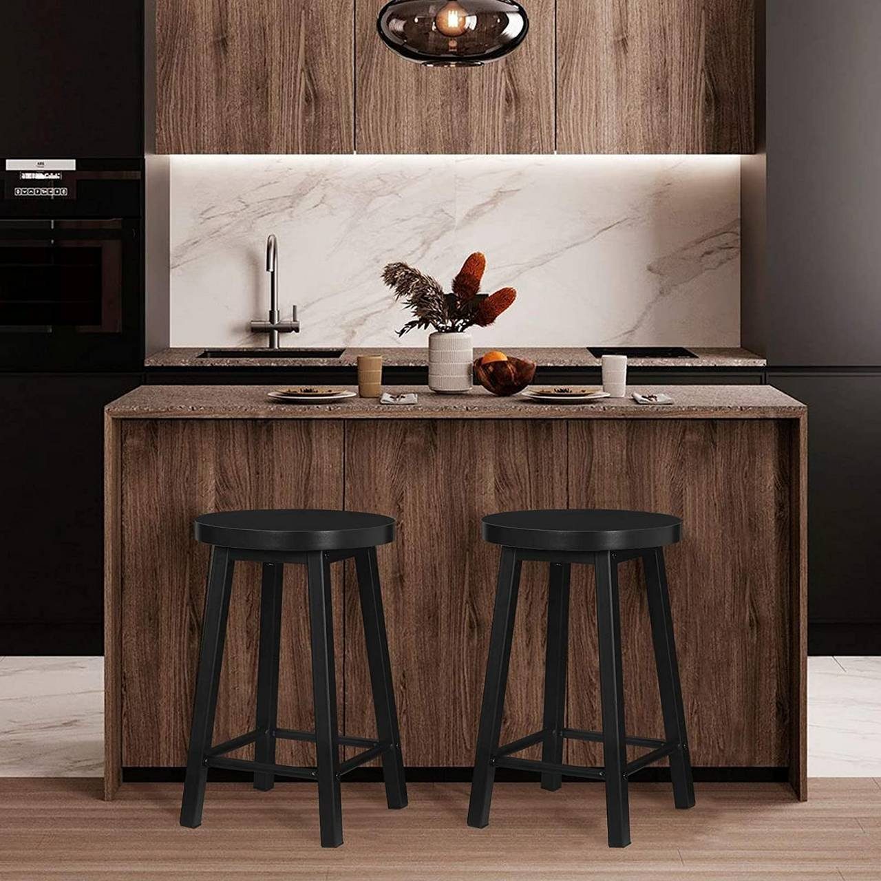 Woltu Holzstuhl (2 St), Stühle Küche schwarz Küchenstühle Esszimmerstühle