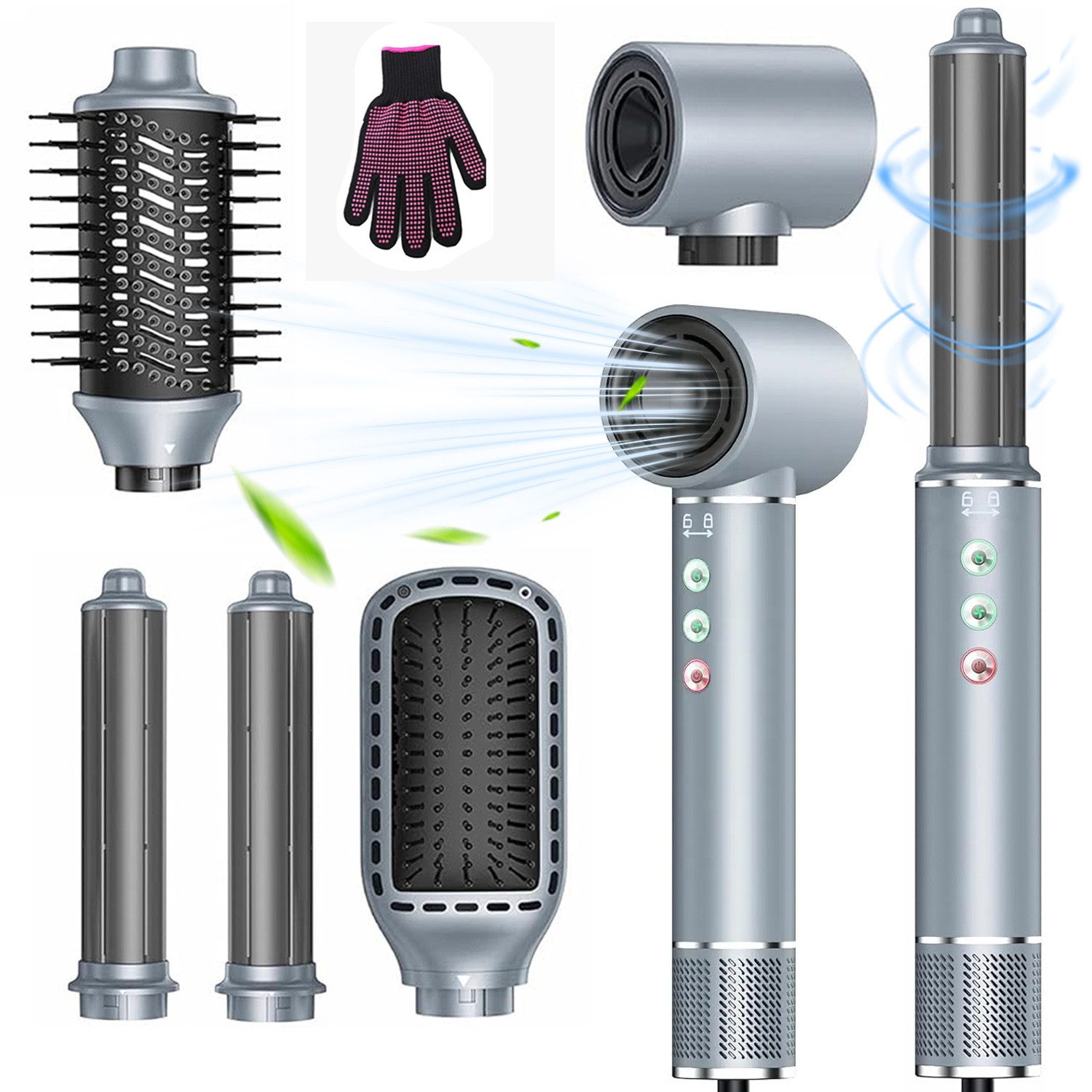 ZEUOPQ Multihaarstyler Multihaarstyler Haarstyler 5 in1 Lockenstab Airstyler Europäische Norm, mit rutschfesten Handschuhen,für alle Haartypen