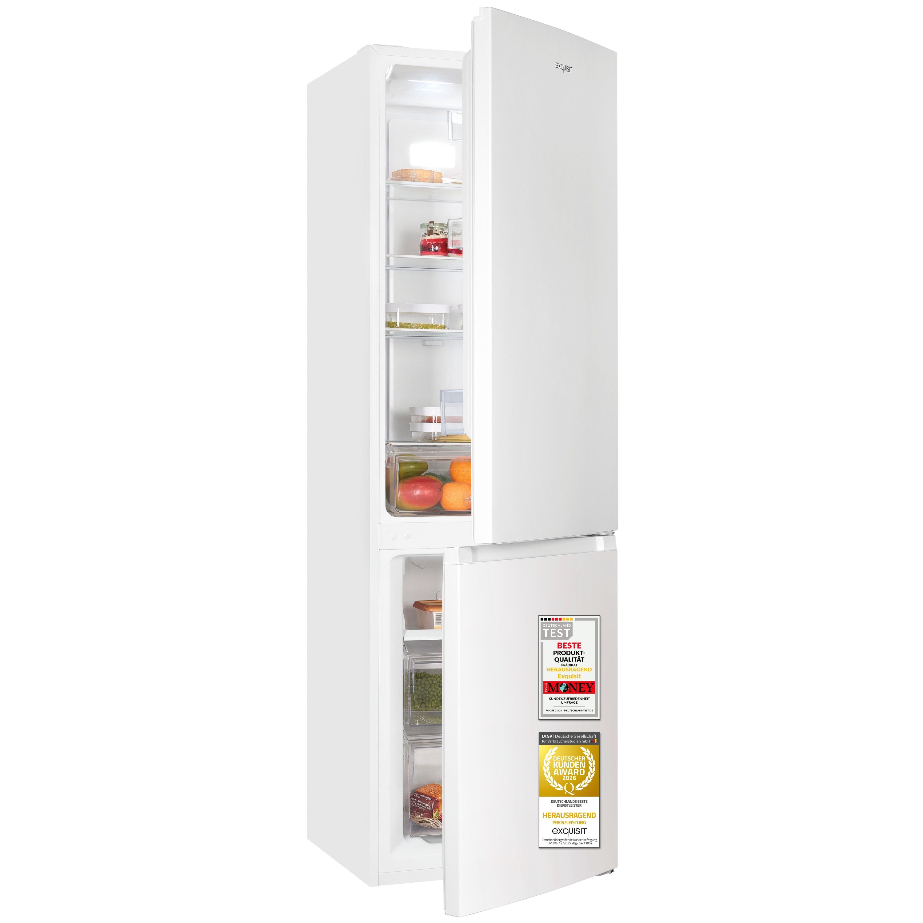 exquisit Kühl-/Gefrierkombination KGC5265-70-NF-040C, 180,5 cm hoch, 54,5 cm breit, 253 l Nutzinhalt, 182,0 l Kühlfach, 71,0 l 4 Sternefach
