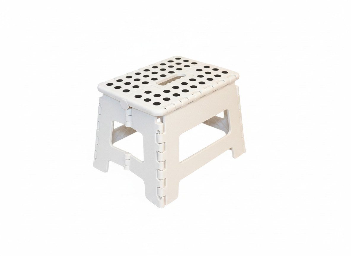 HH-Haushalt Klapptritt Klapphocker, Klapptritt 22 cm für Kinder faltbar bis 150 kg Weiß