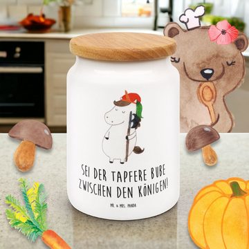 Mr. & Mrs. Panda Vorratsdose Einhorn Junge - Weiß - Geschenk, Unicorn, Einhörner, Leckerlidose, Ke, Keramik, (1-tlg), Liebevolles Design
