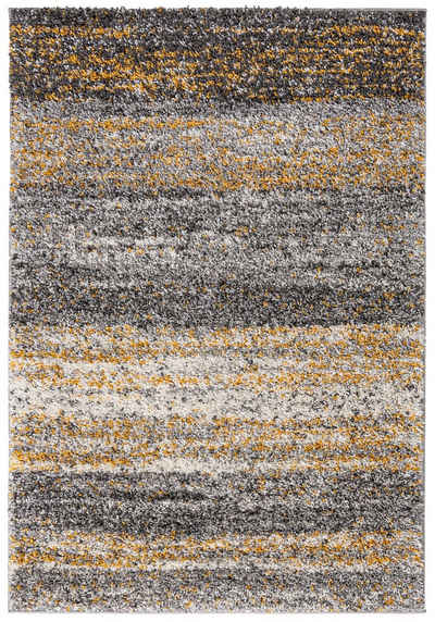 Hochflor-Teppich Hochflor Shaggy Teppich für Wohnzimmer - Höhe 30 mm Grau Gelb, Mazovia, 60 x 100 cm, Pflegeleicht, Abstract Meliert, Langflor, Rechteckig, Weich