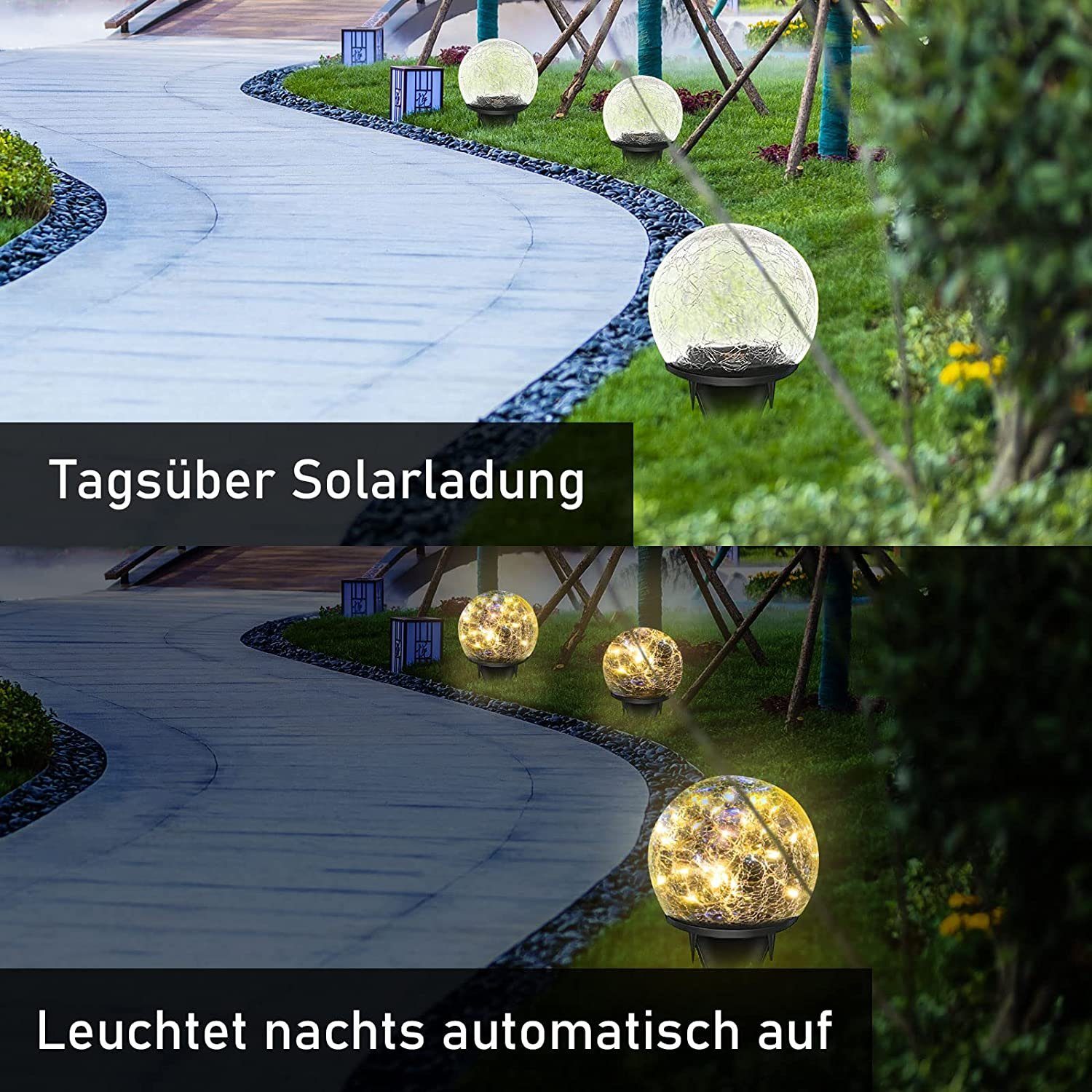 GelldG LED Solarleuchte 2 Stück Solar Bodenleuchte für Solarlaterne für Garten, Außen
