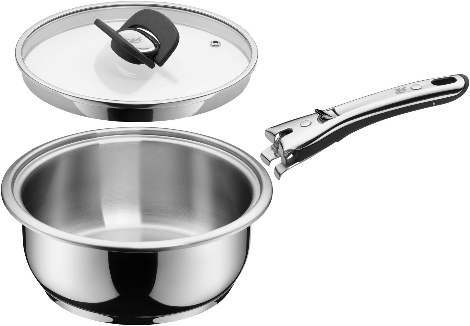 WMF Kasserolle Click&Serve Bratentopf, 20 cm, Cromargan Edelstahl rostfrei 18/10 (1-tlg., Stielkasserolle 20 cm ohne Griff), - optimal für Herdplatten mit Ø 18 cm