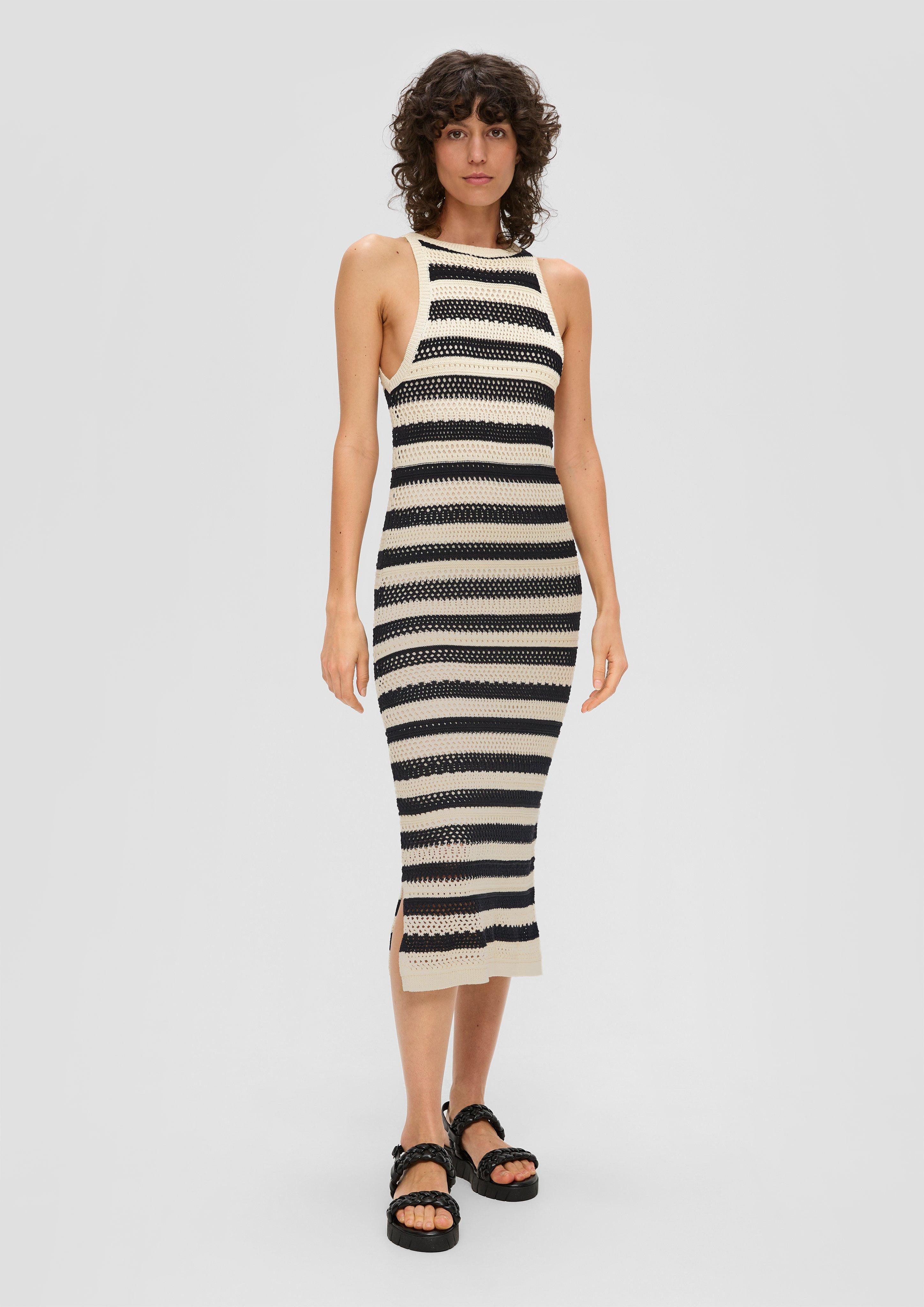 Maxikleid Langes Strickkleid mit Musterstruktur