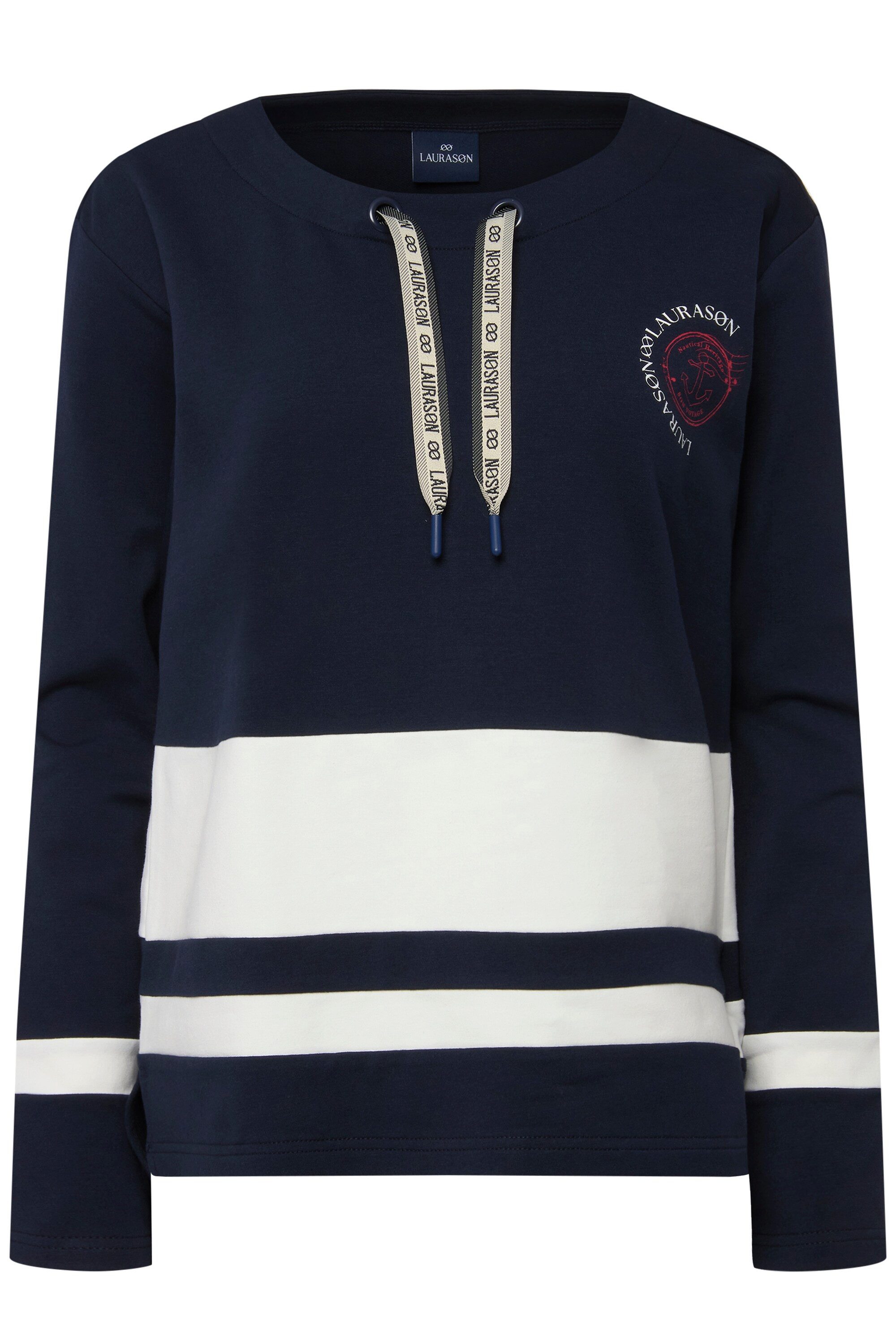 Laurasøn Sweatshirt Sweatshirt Streifen Print Rundhals Langarm günstig online kaufen