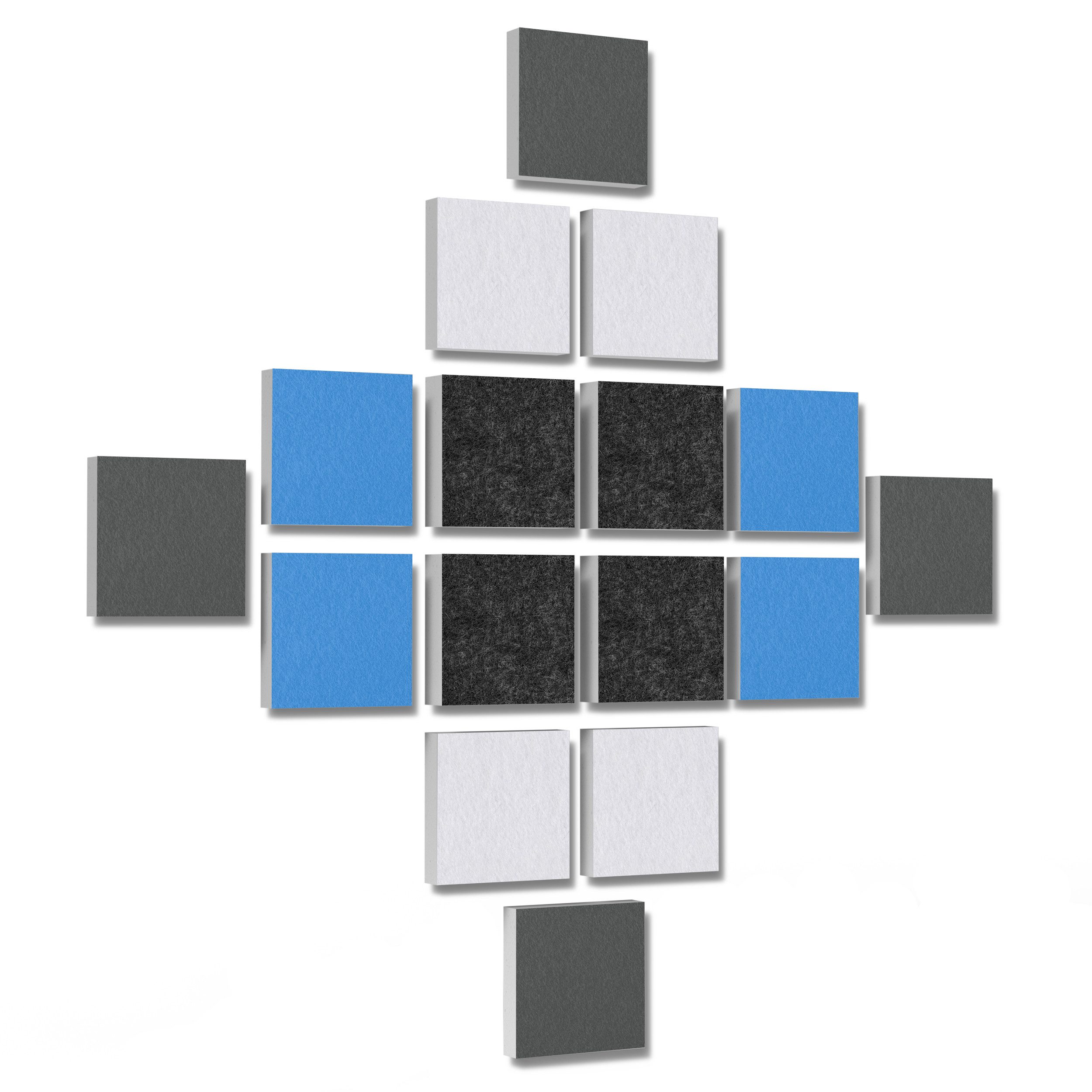 platino24 Akustikplatte 16 Elemente 3D-Set Colore Quadrat 27,5 x 27,5 cm Multicolore