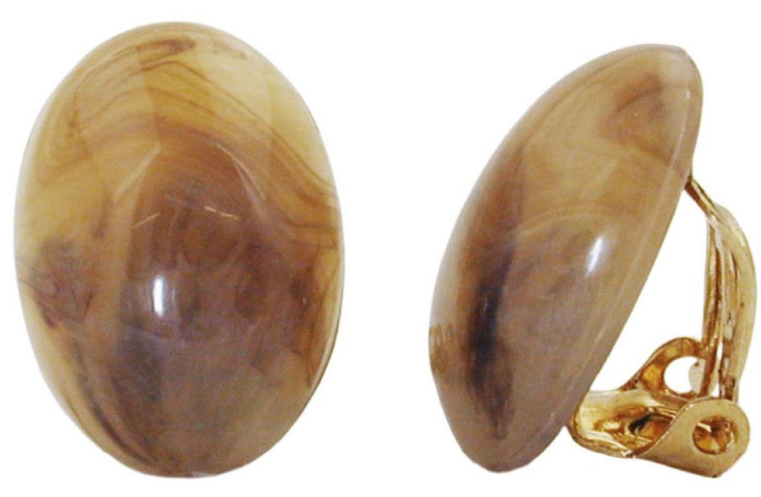 unbespielt Paar Ohrclips Modeschmuck Ohrringe Horn-Braun-marmoriert oval Ku günstig online kaufen