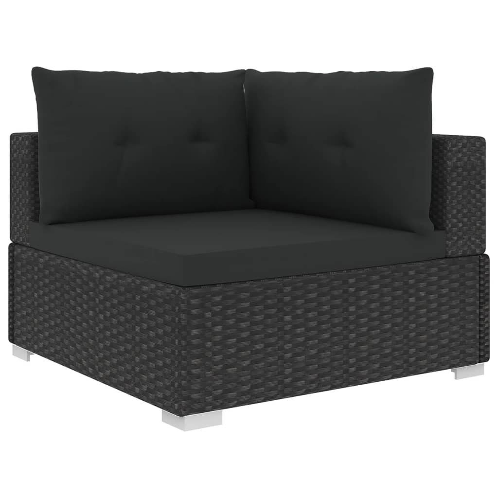 vidaXL Gartenlounge-Set Garten-Lounge-Set (10-tlg) Auflagen Rattan mit 10-tlg. Schwarz, Poly